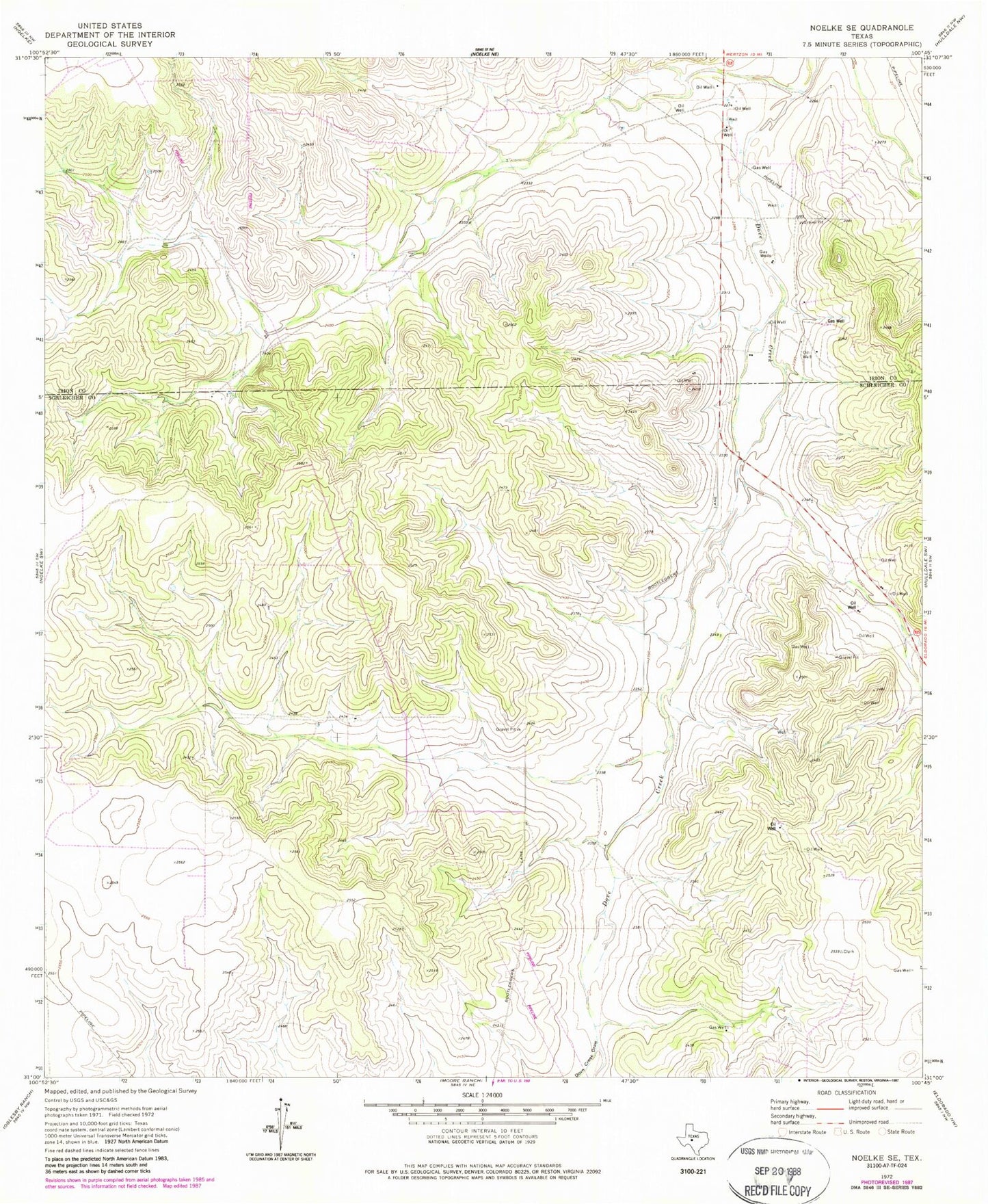 Classic USGS Noelke SE Texas 7.5'x7.5' Topo Map Image