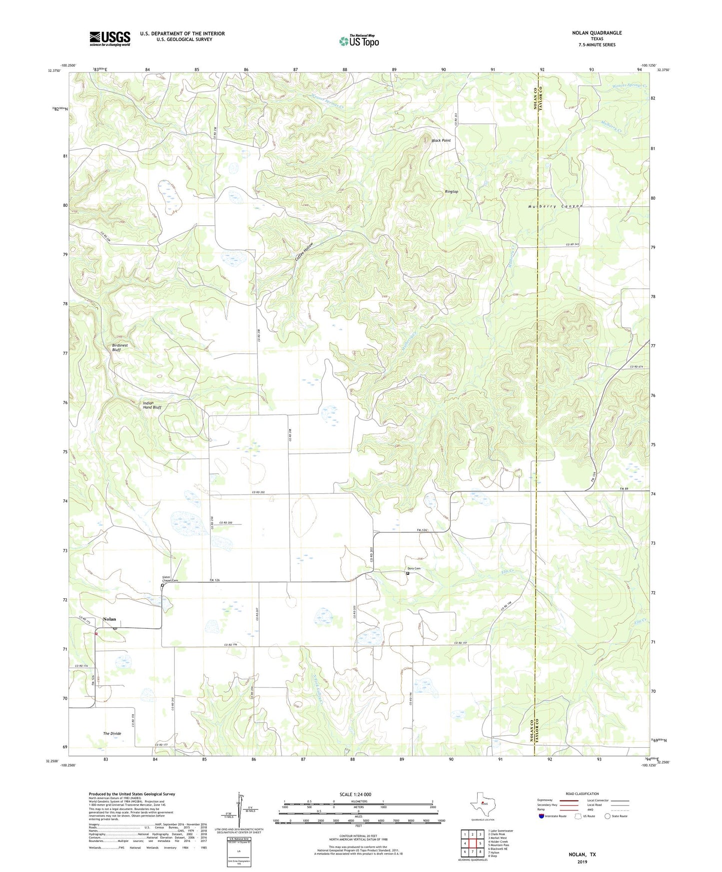 Nolan Texas US Topo Map Image