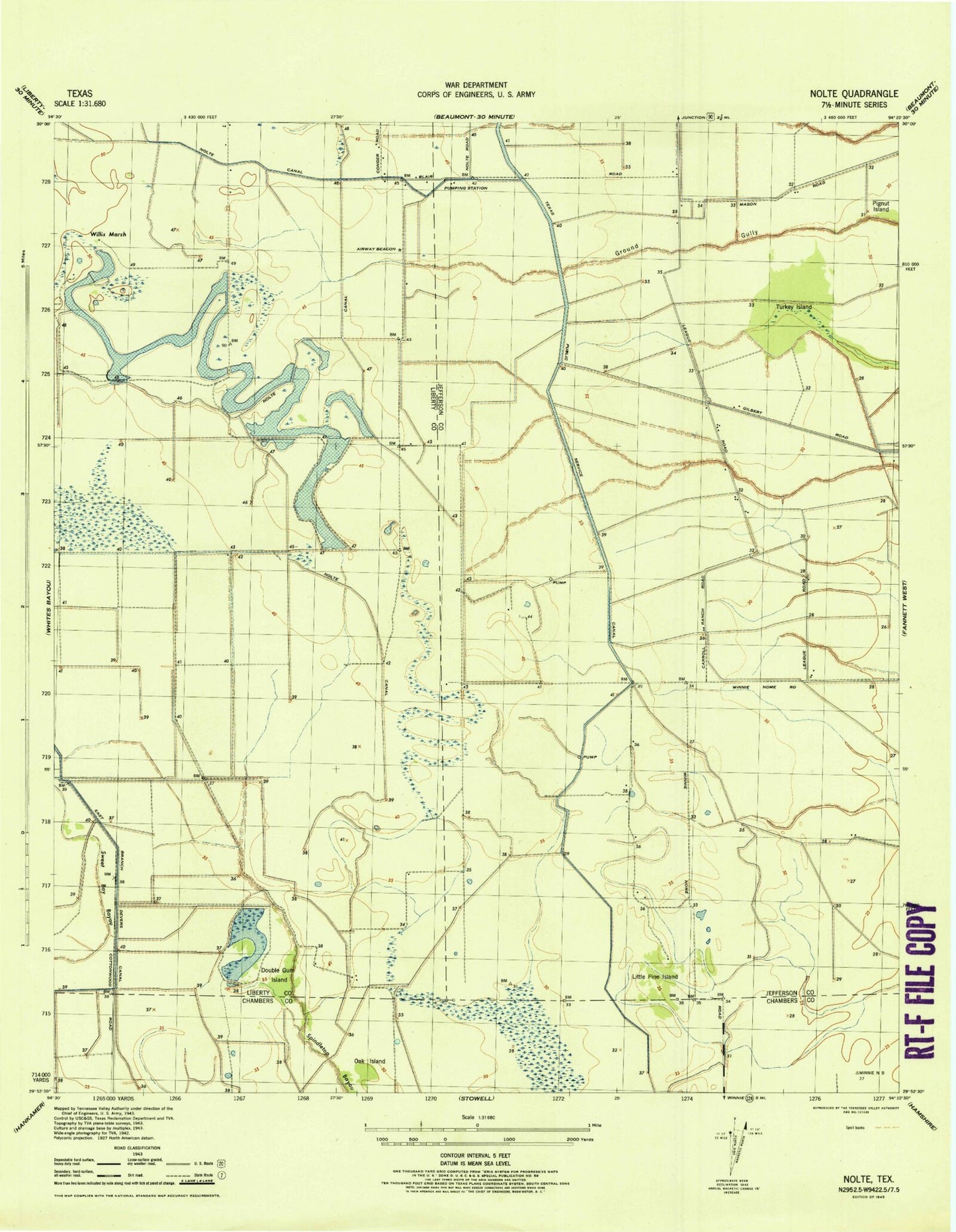 Classic USGS Winnie NW Texas 7.5'x7.5' Topo Map Image