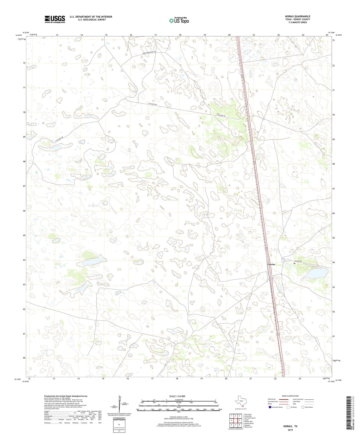 Norias Texas US Topo Map Image