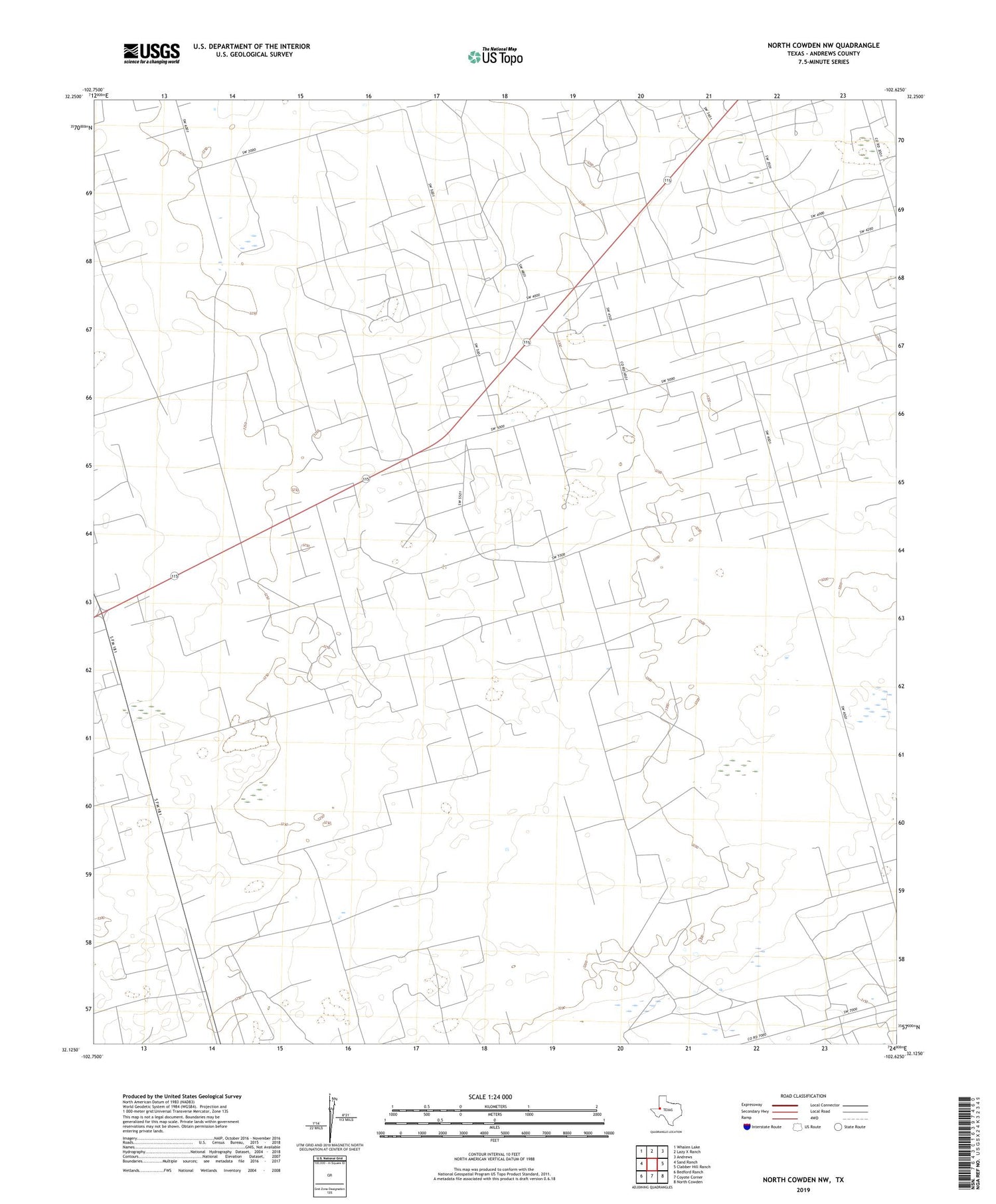 North Cowden NW Texas US Topo Map Image