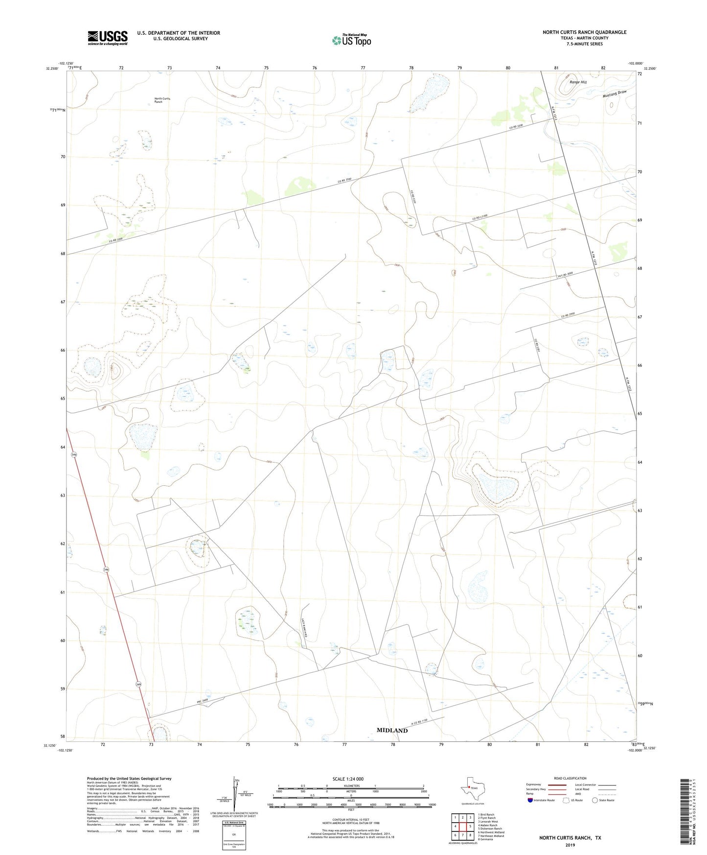 North Curtis Ranch Texas US Topo Map Image