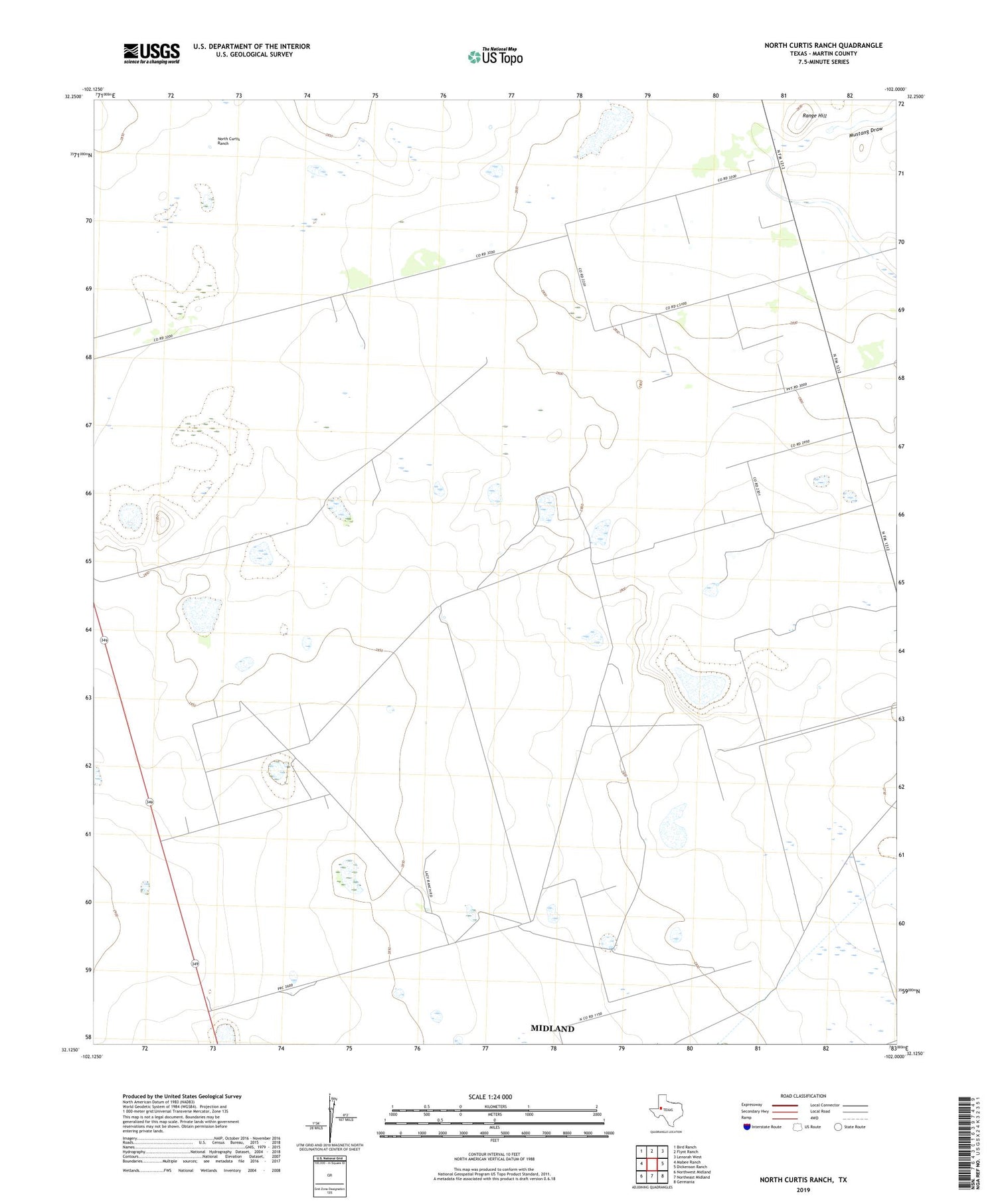 North Curtis Ranch Texas US Topo Map Image