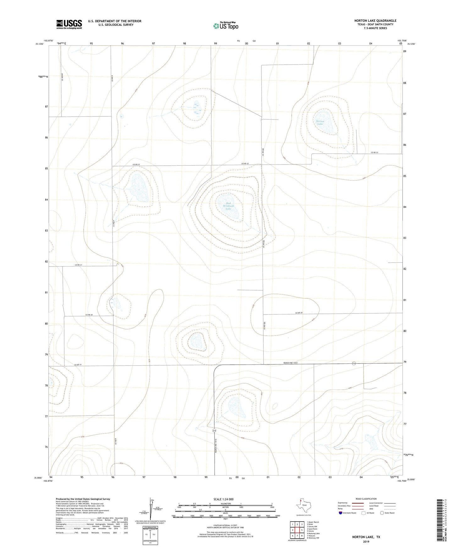 Norton Lake Texas US Topo Map Image