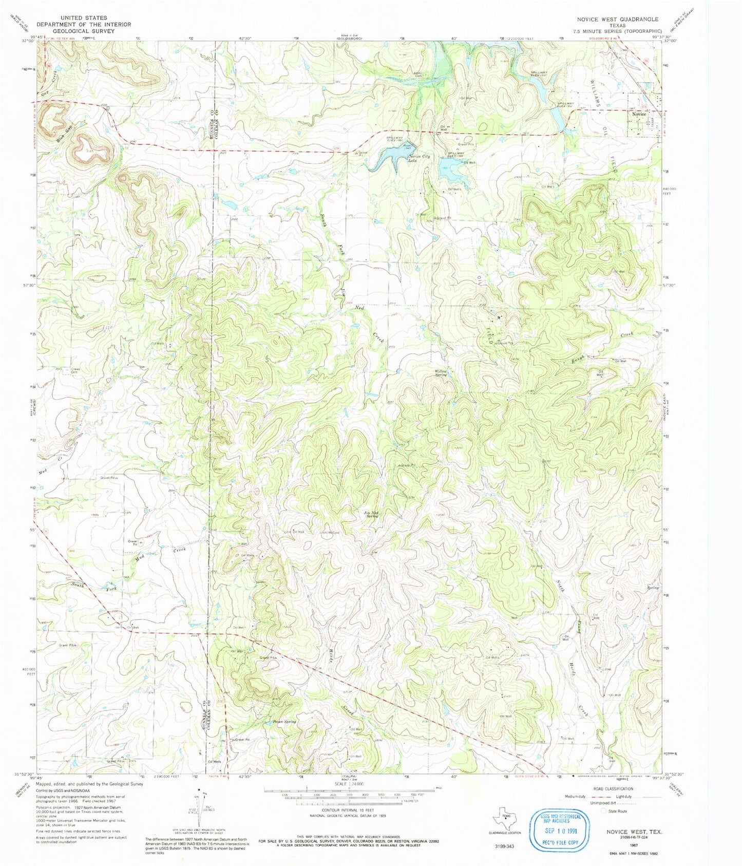 Classic USGS Novice West Texas 7.5'x7.5' Topo Map Image