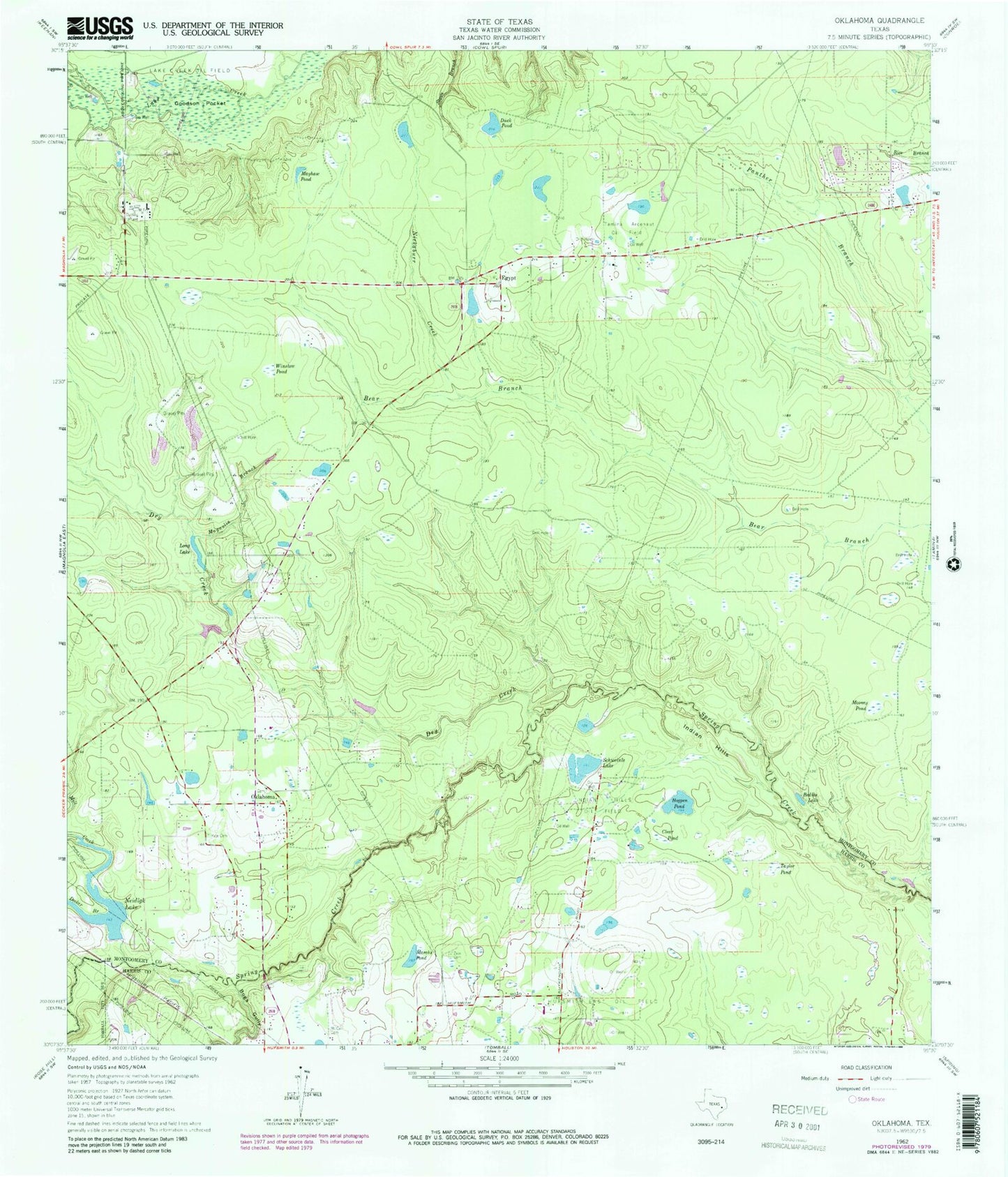 Classic USGS Oklahoma Texas 7.5'x7.5' Topo Map Image
