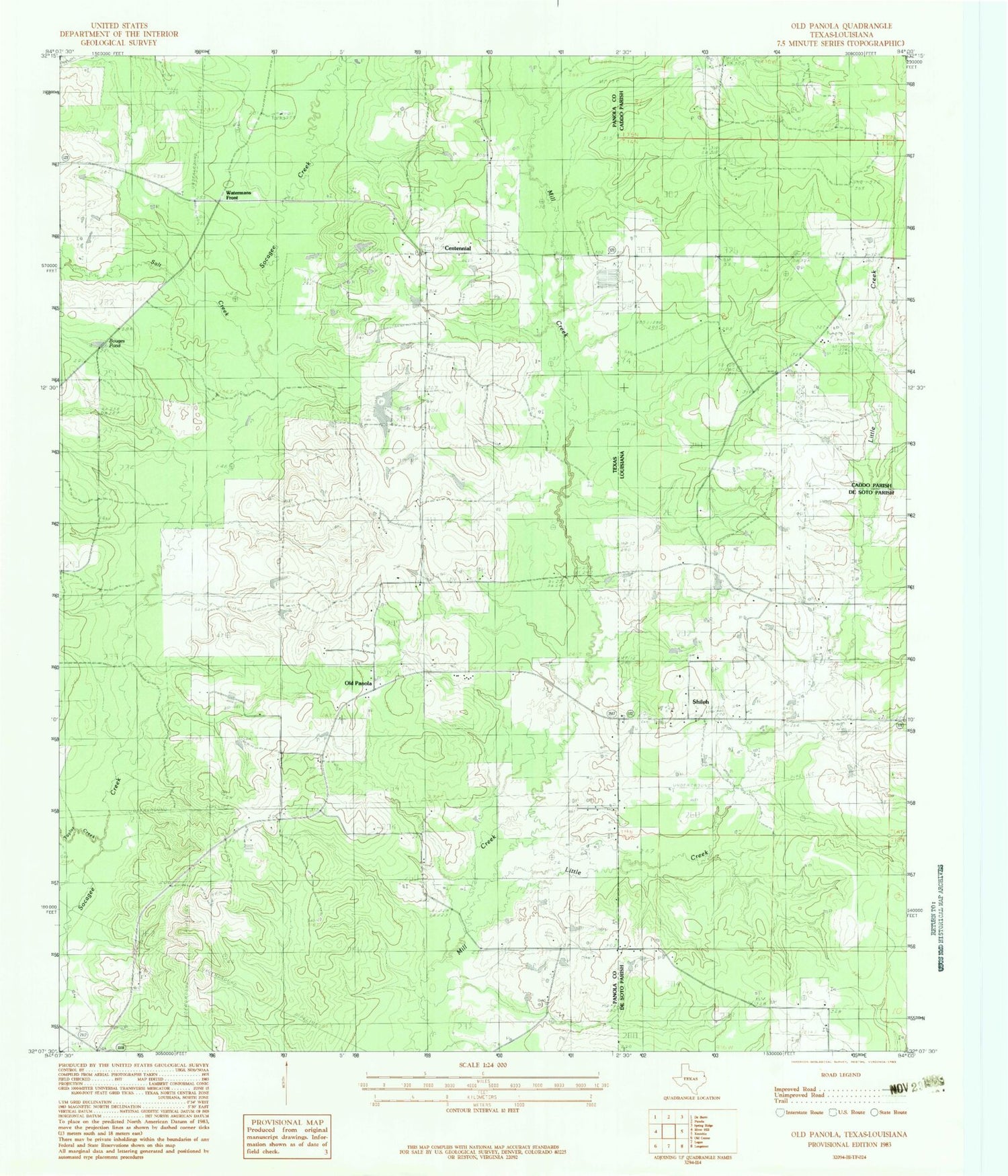 Classic USGS Old Panola Texas 7.5'x7.5' Topo Map Image