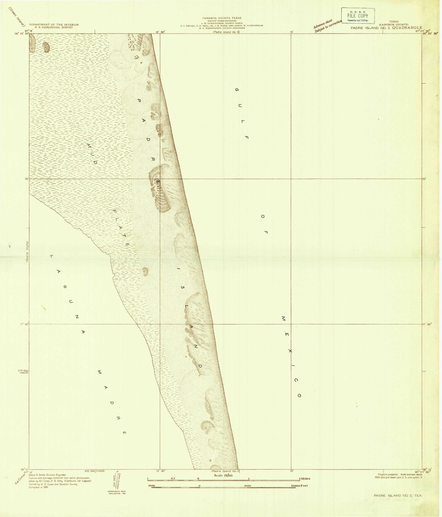 Classic USGS North of Port Isabel SW Texas 7.5'x7.5' Topo Map Image