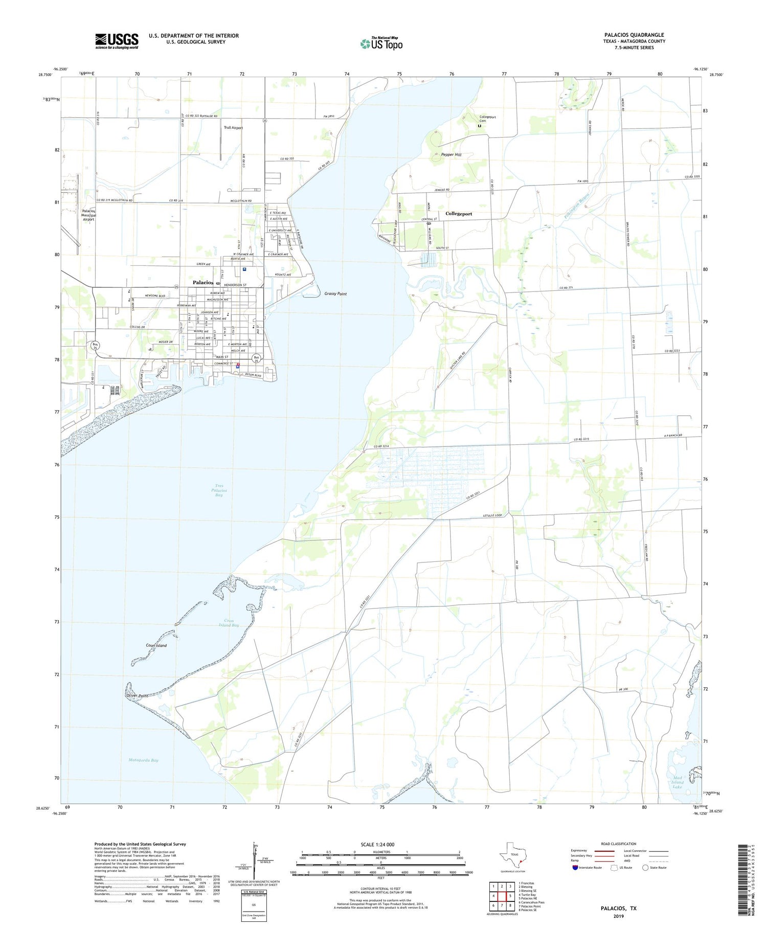 Palacios Texas US Topo Map Image