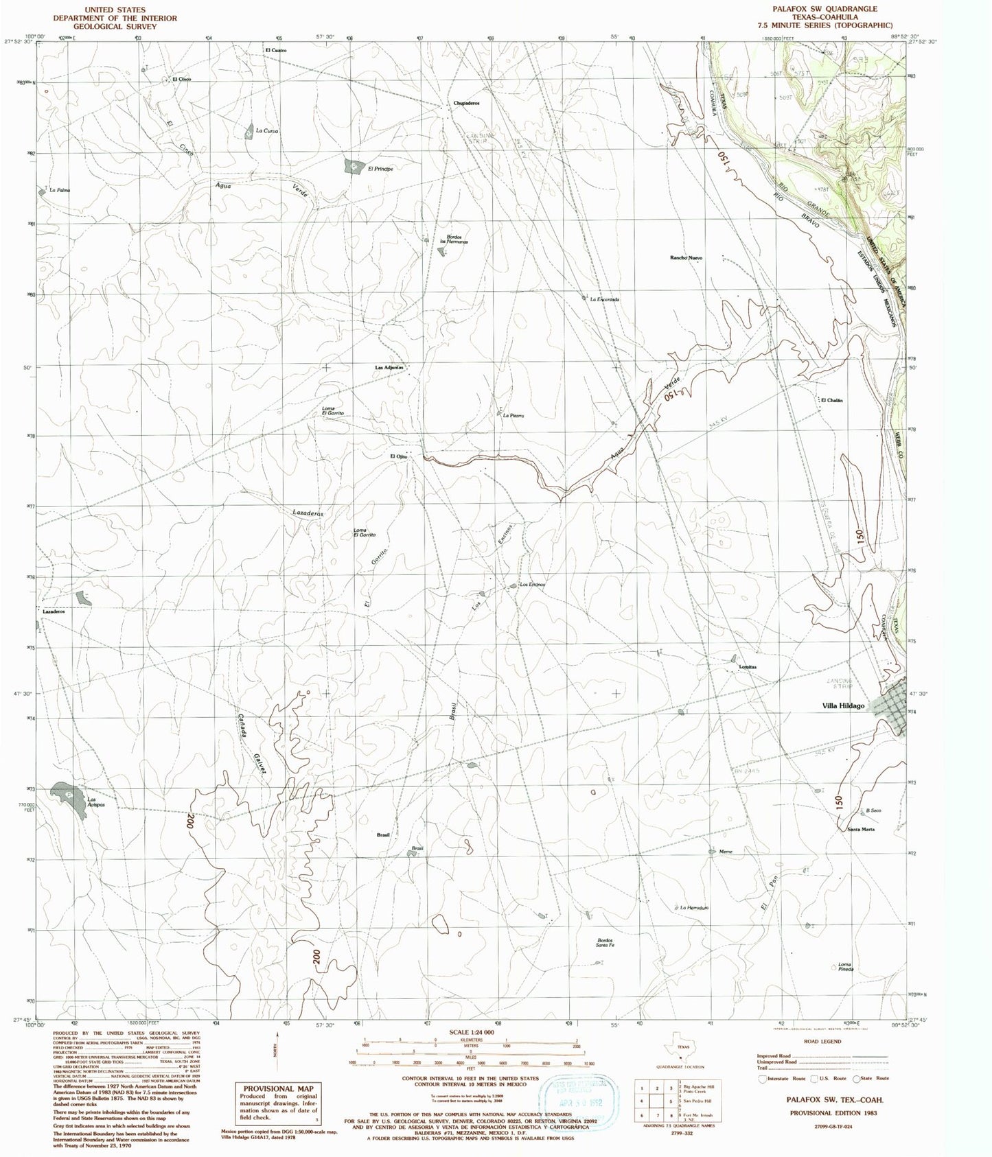 Classic USGS Palafox SW Texas 7.5'x7.5' Topo Map Image