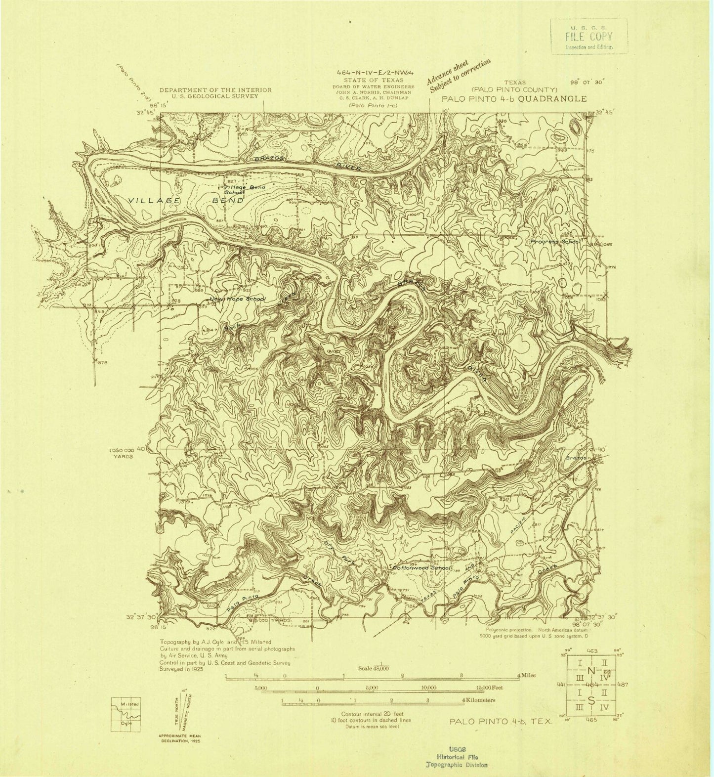 Classic USGS Brazos West Texas 7.5'x7.5' Topo Map Image