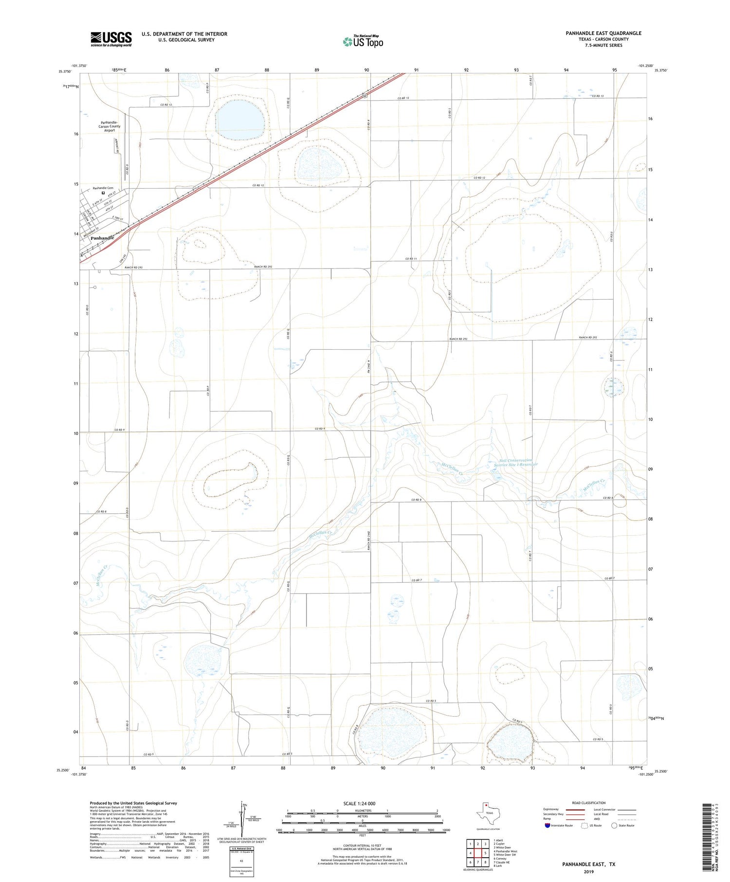 Panhandle East Texas US Topo Map Image