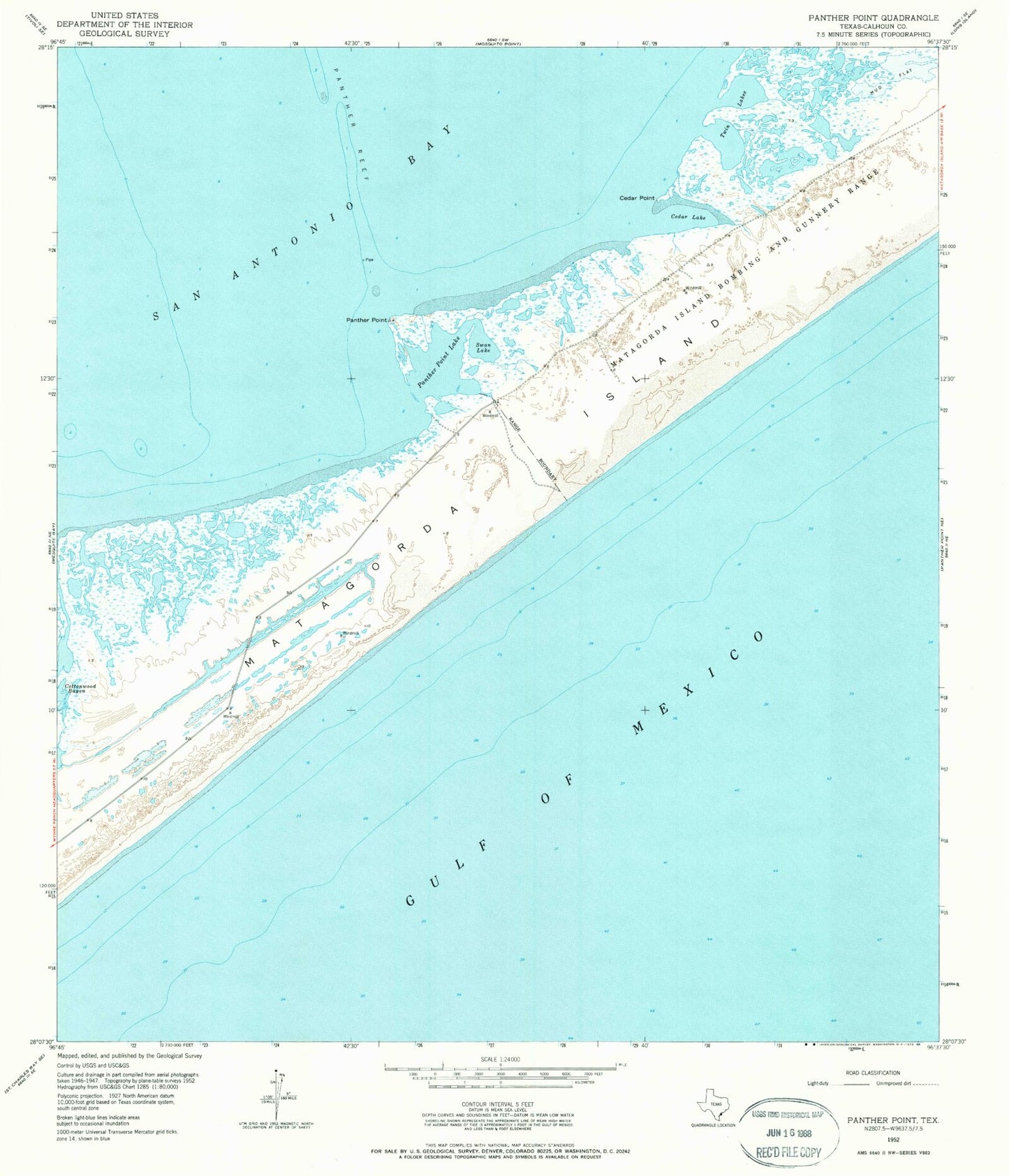 Classic USGS Panther Point Texas 7.5'x7.5' Topo Map Image