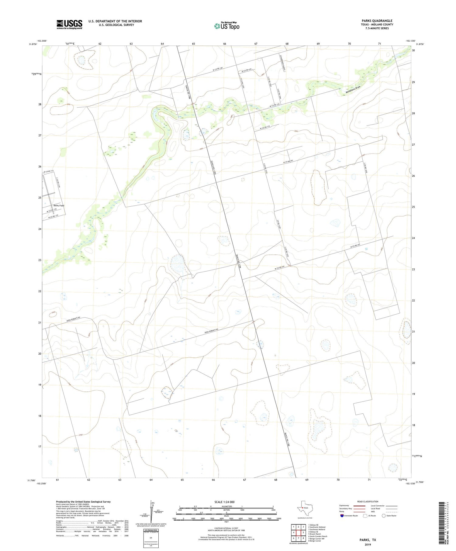 Parks Texas US Topo Map Image