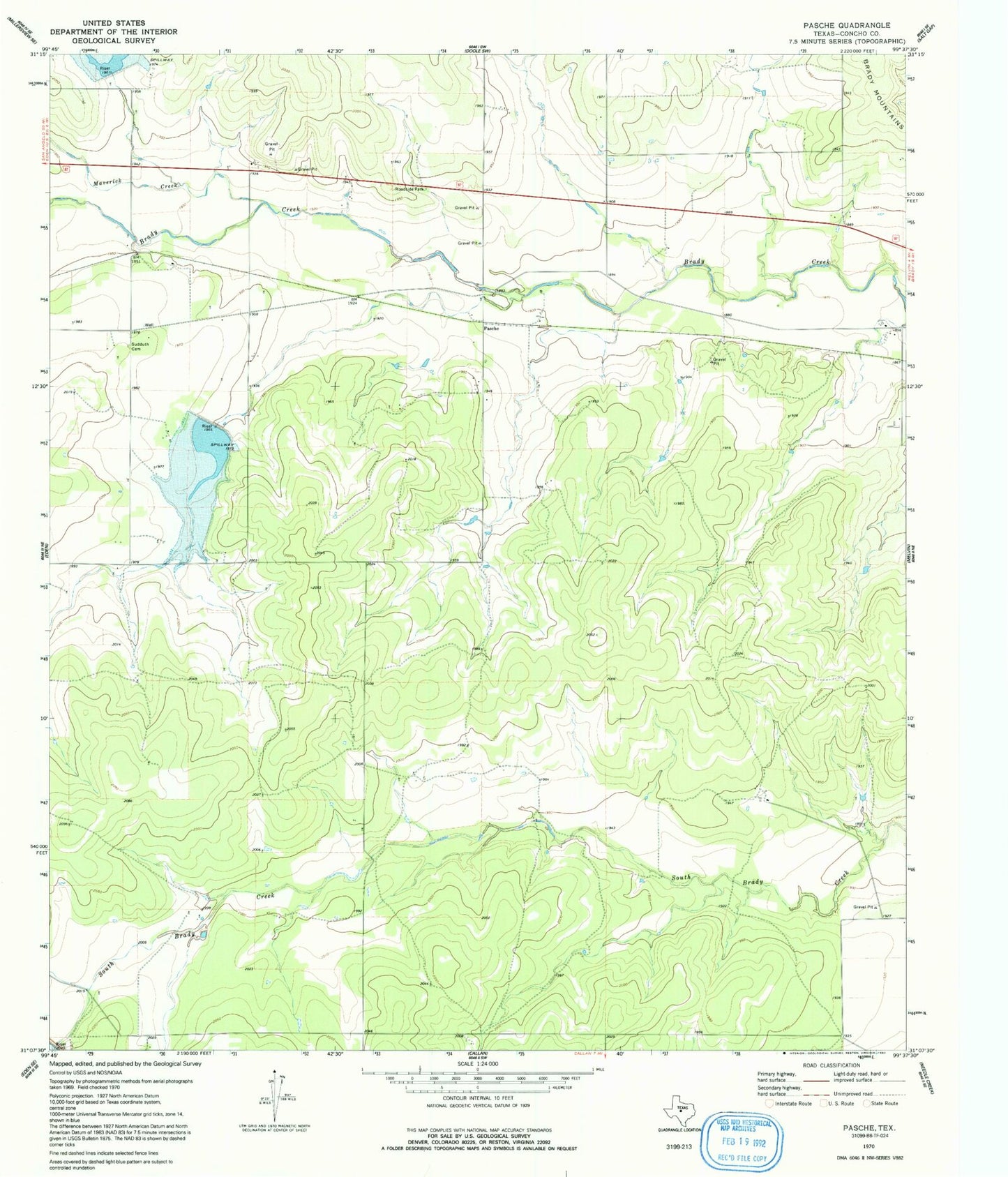 Classic USGS Pasche Texas 7.5'x7.5' Topo Map Image
