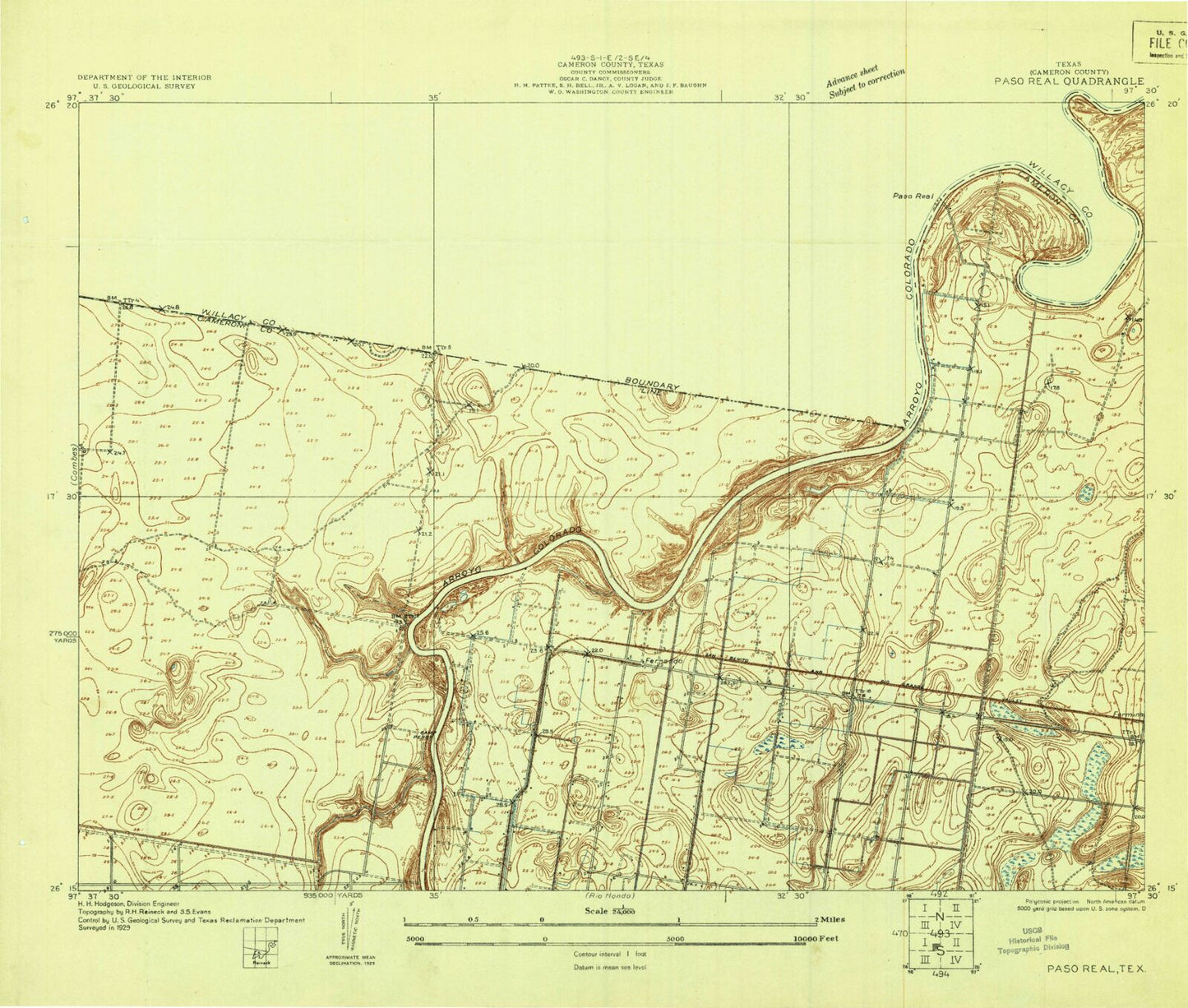 Classic USGS Paso Real Texas 7.5'x7.5' Topo Map Image