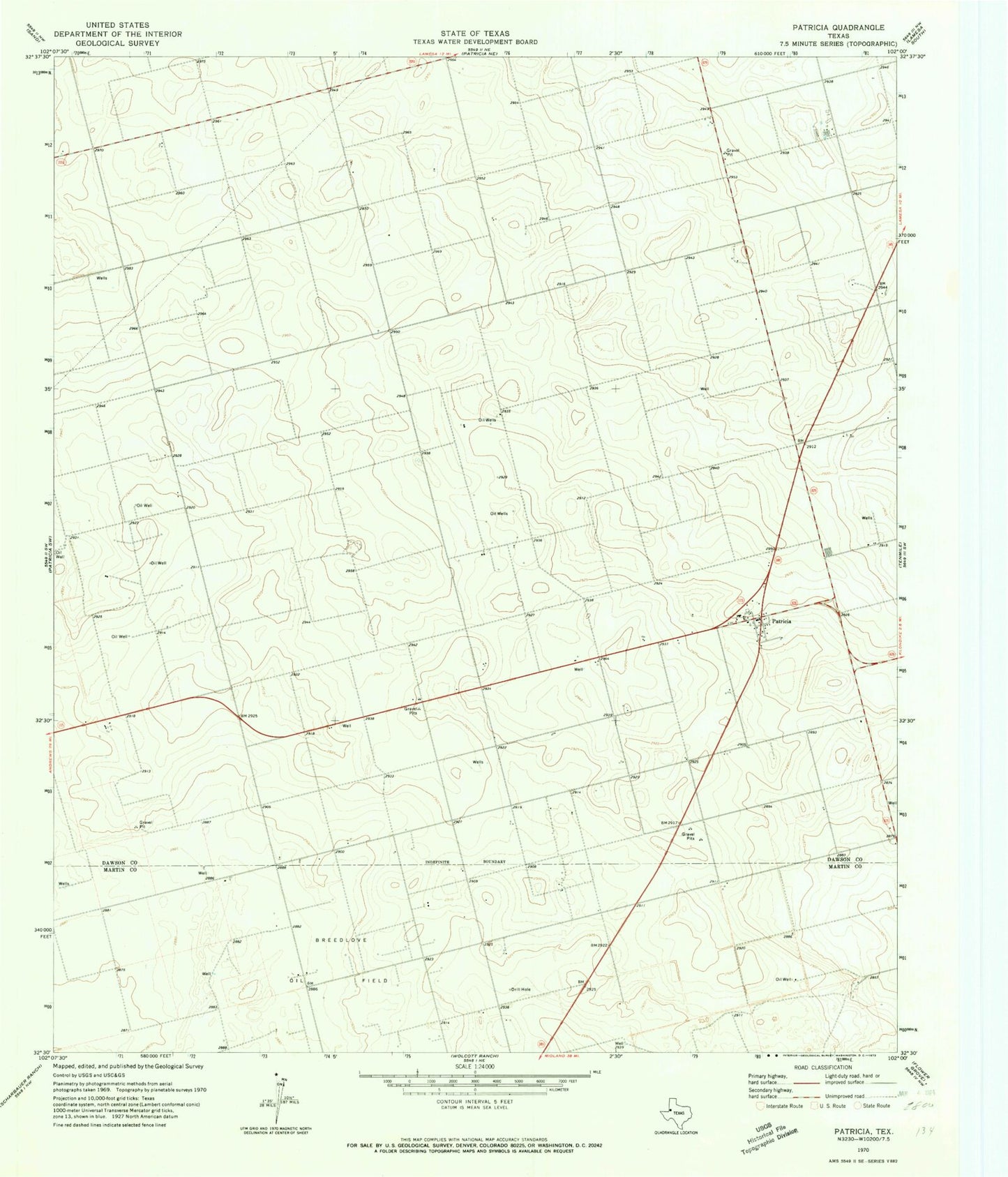 Classic USGS Patricia Texas 7.5'x7.5' Topo Map Image