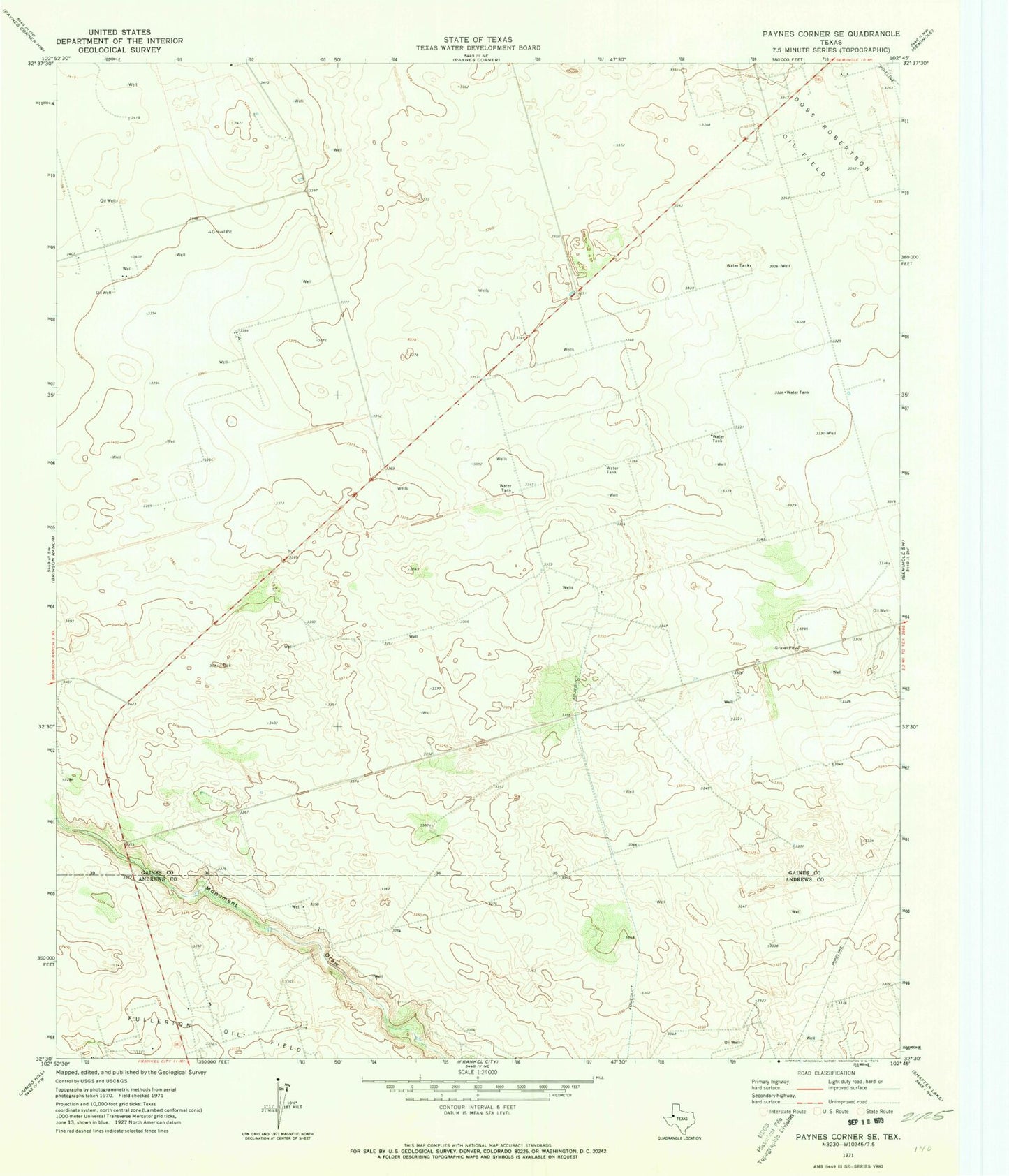 Classic USGS Paynes Corner SE Texas 7.5'x7.5' Topo Map Image