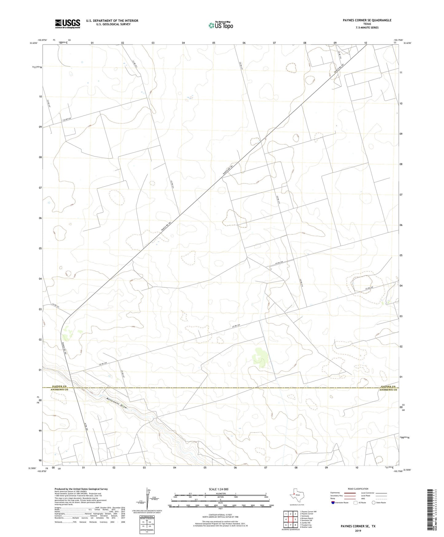 Paynes Corner SE Texas US Topo Map Image