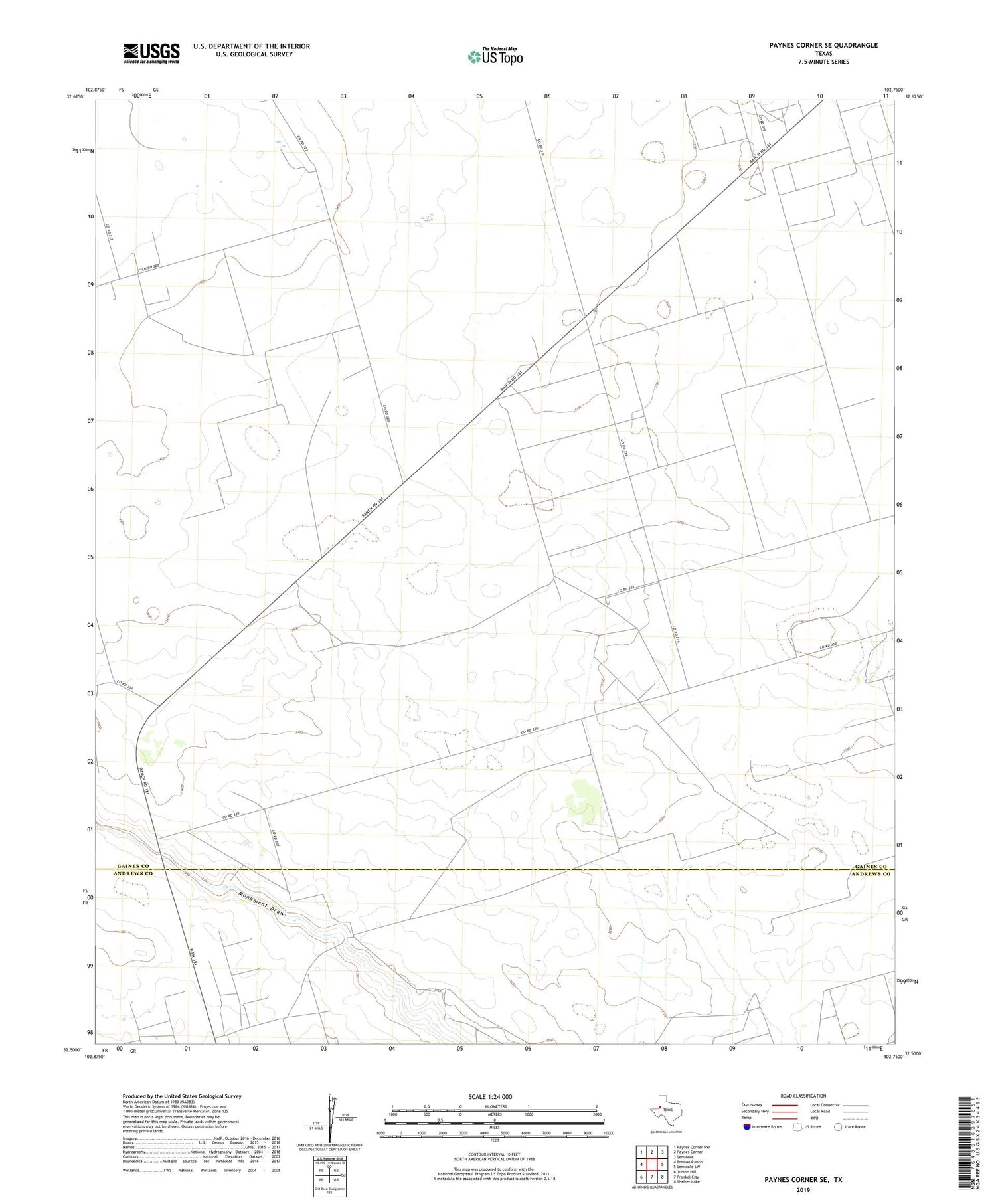 Paynes Corner SE Texas US Topo Map Image