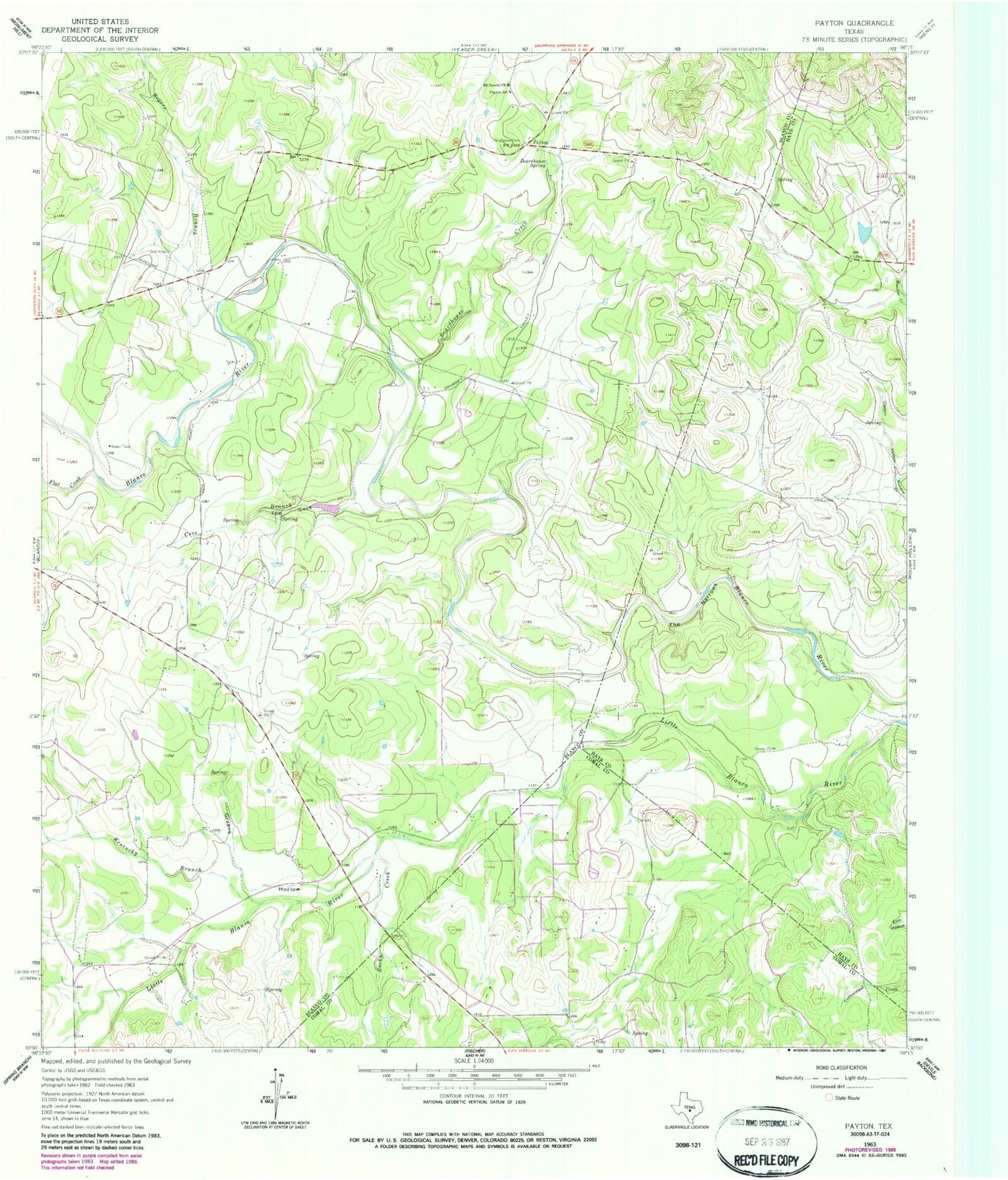 Classic USGS Payton Texas 7.5'x7.5' Topo Map Image