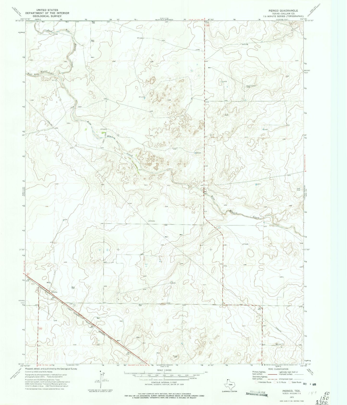 Classic USGS Perico Texas 7.5'x7.5' Topo Map Image
