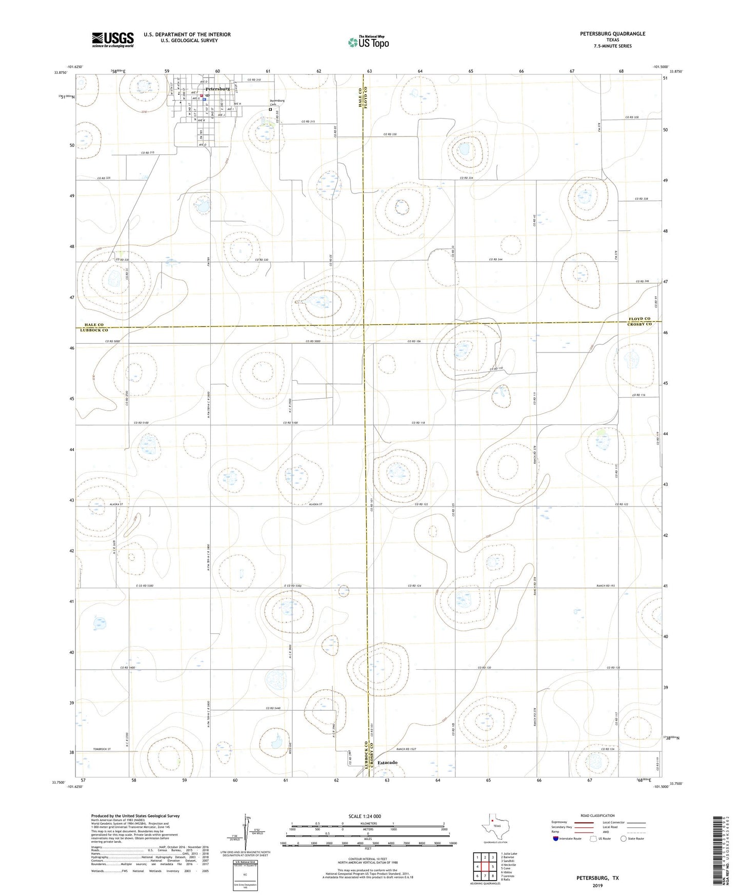 Petersburg Texas US Topo Map Image
