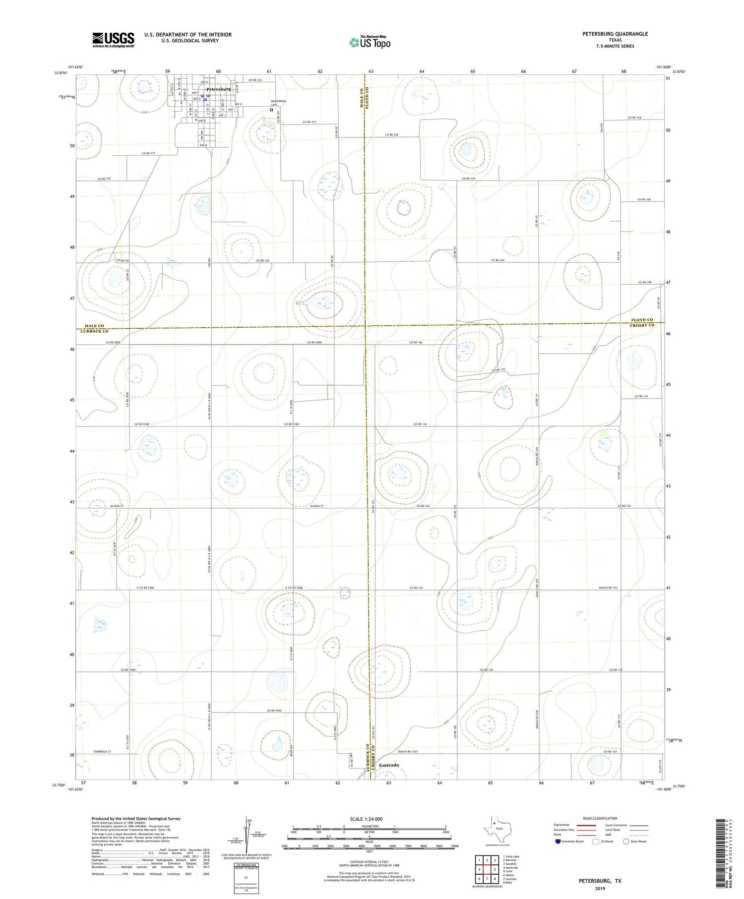 Petersburg Texas US Topo Map Image