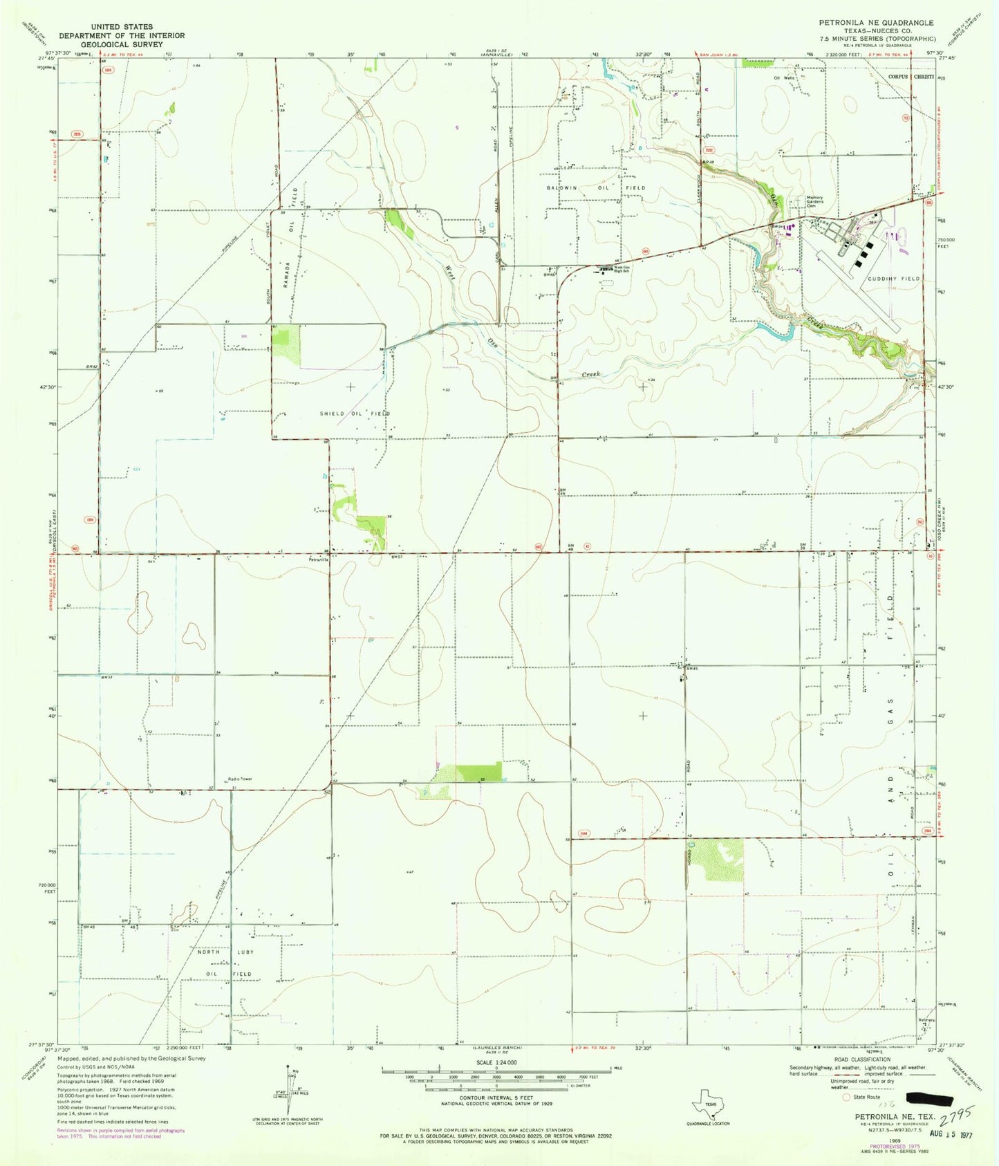 Classic USGS Petronila NE Texas 7.5'x7.5' Topo Map Image