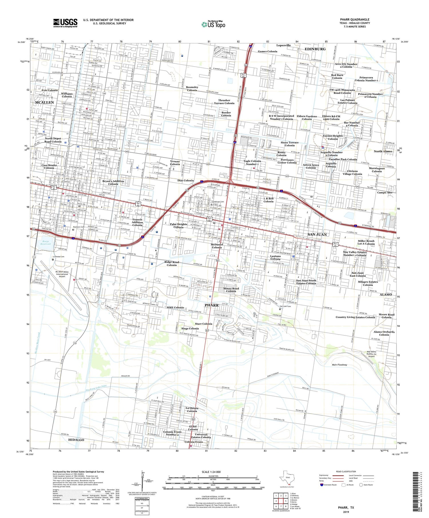 Pharr Texas US Topo Map Image