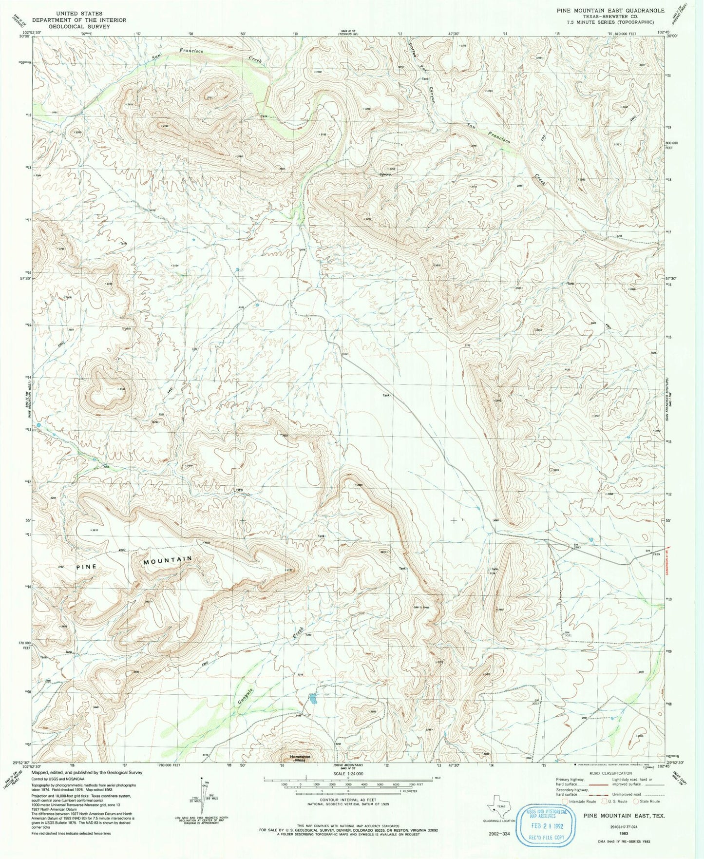 Classic USGS Pine Mountain East Texas 7.5'x7.5' Topo Map Image