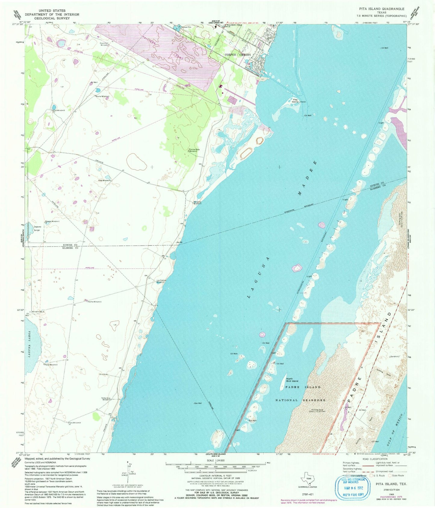 Classic USGS Pita Island Texas 7.5'x7.5' Topo Map Image