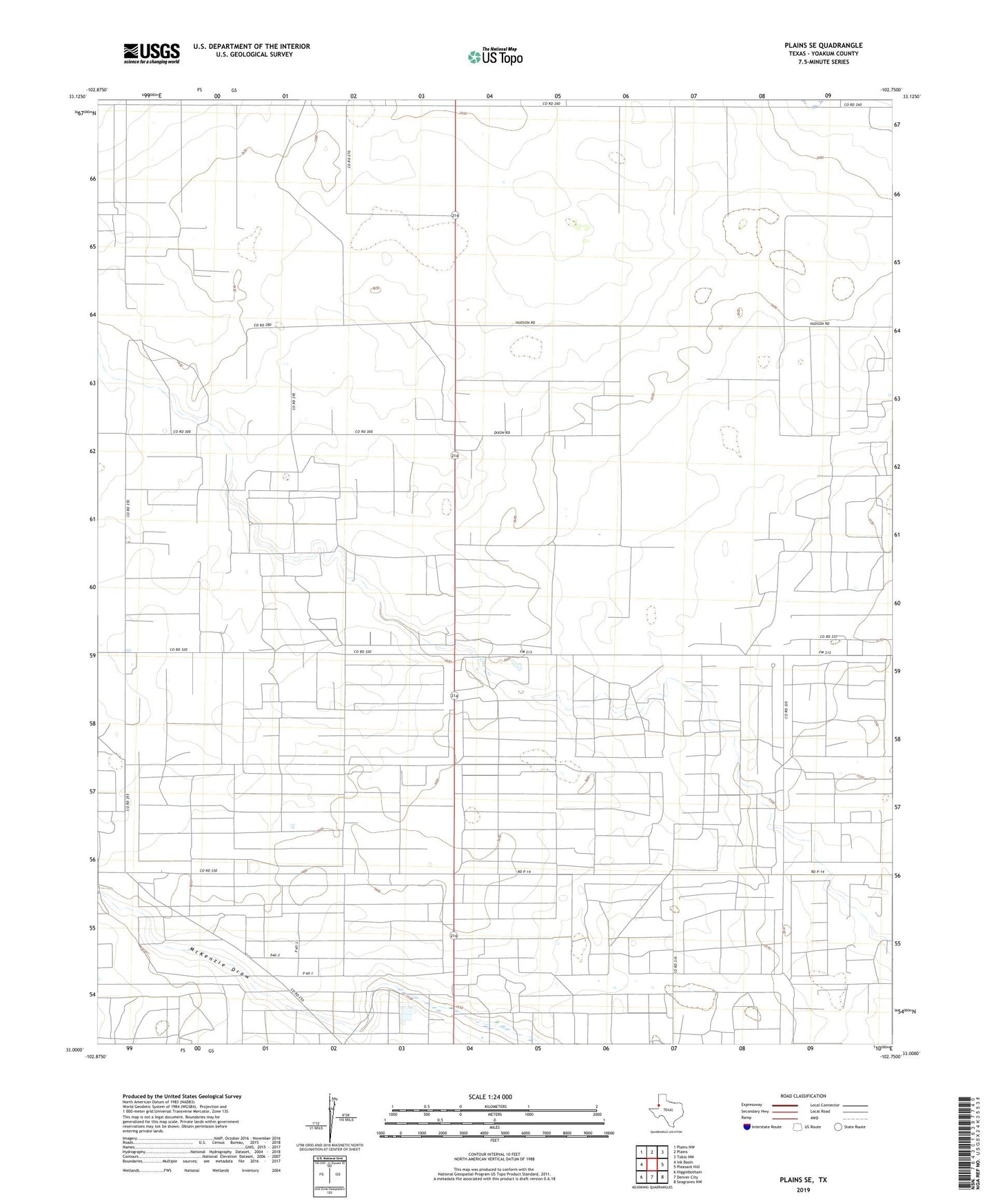 Plains SE Texas US Topo Map Image