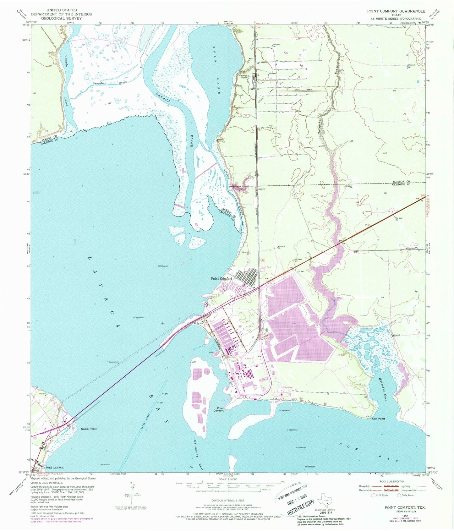 Classic USGS Point Comfort Texas 7.5'x7.5' Topo Map Image