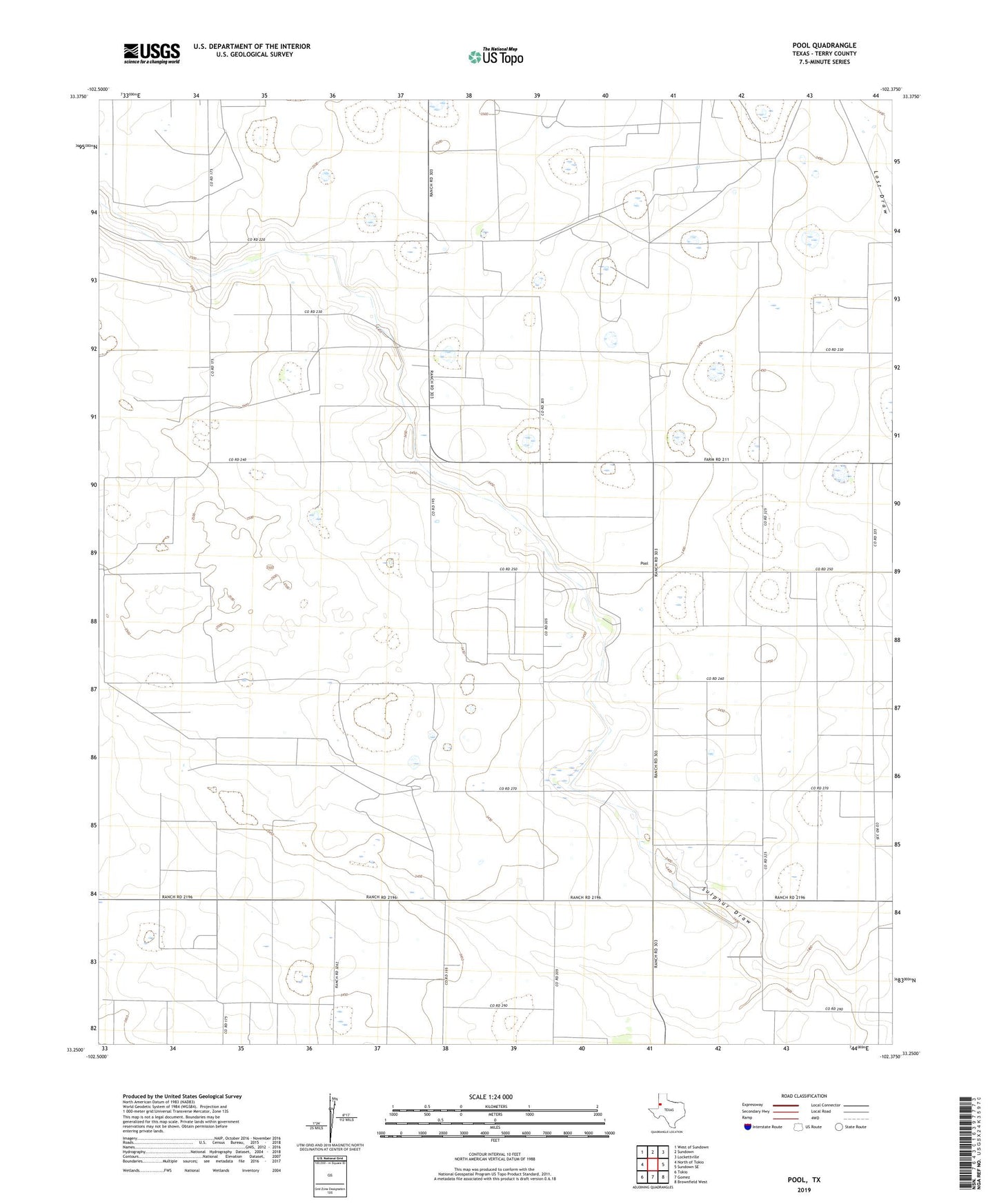 Pool Texas US Topo Map Image