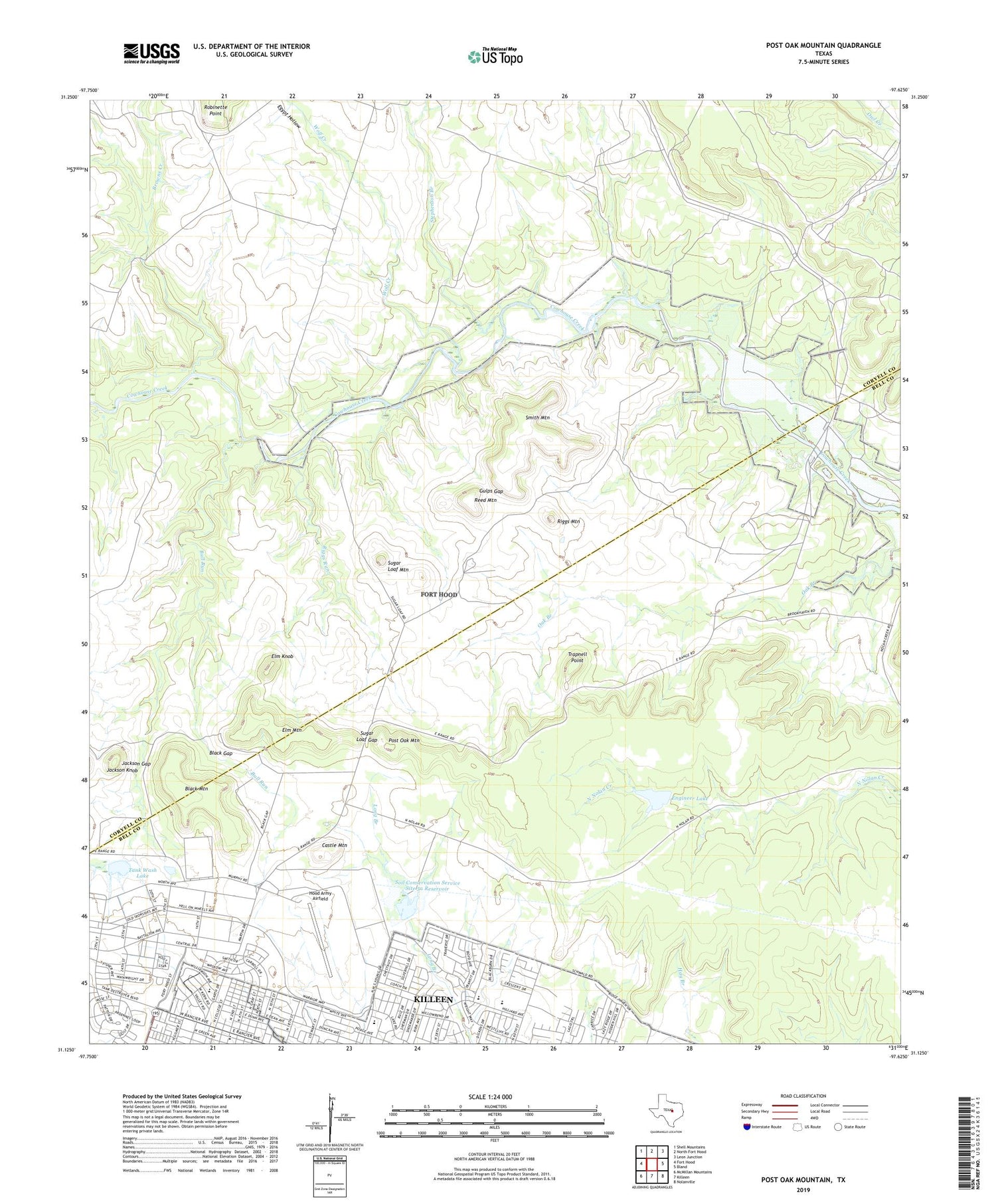 Post Oak Mountain Texas US Topo Map Image