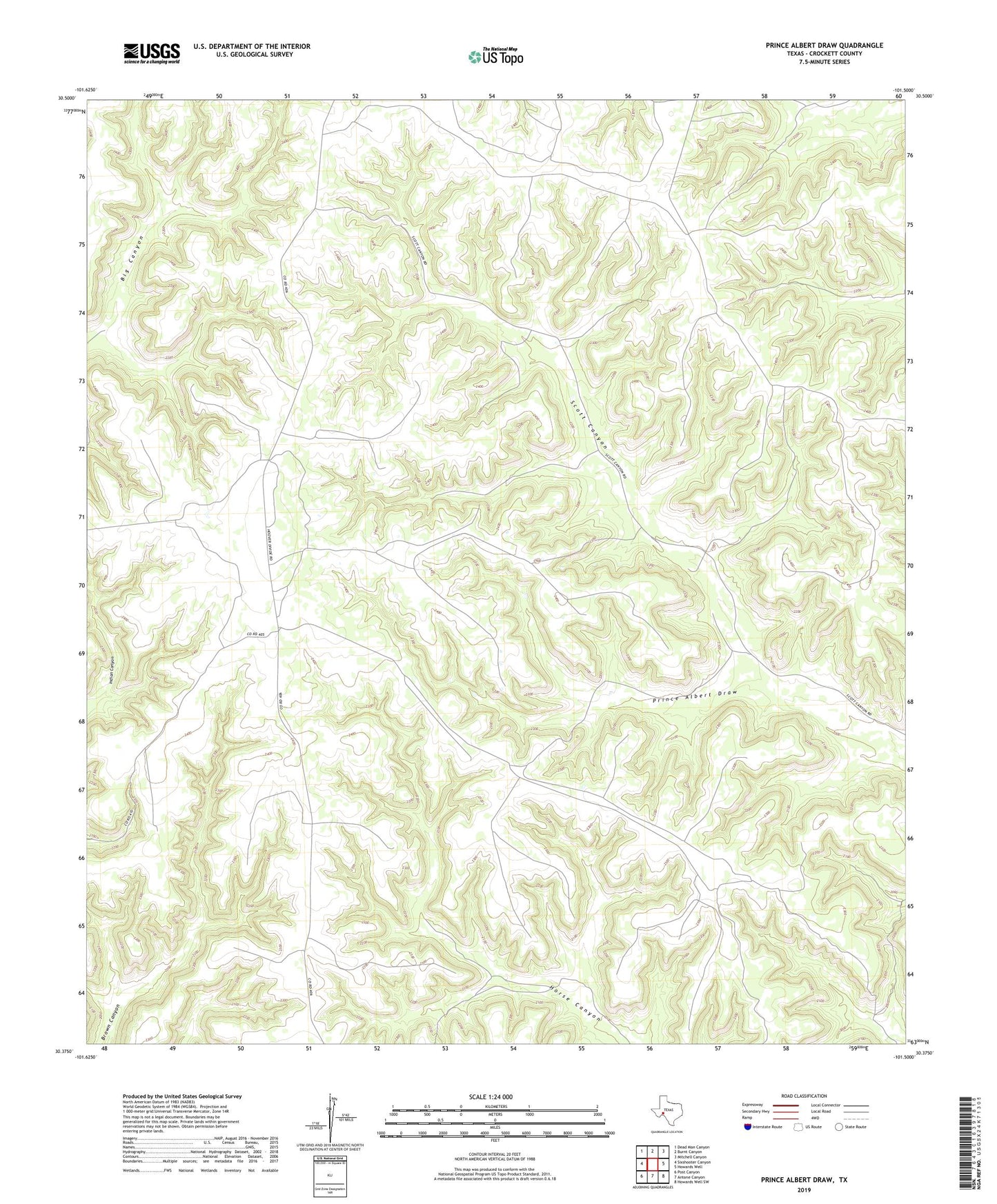 Prince Albert Draw Texas US Topo Map Image