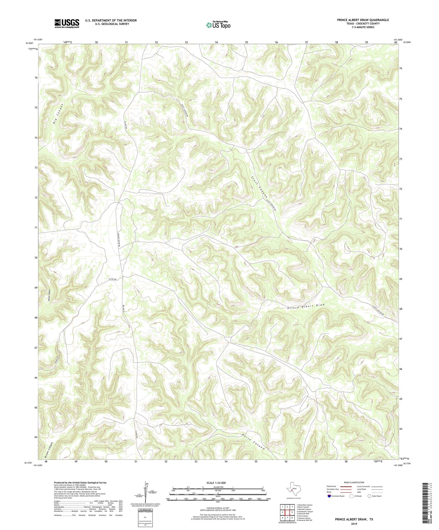 Prince Albert Draw Texas US Topo Map Image