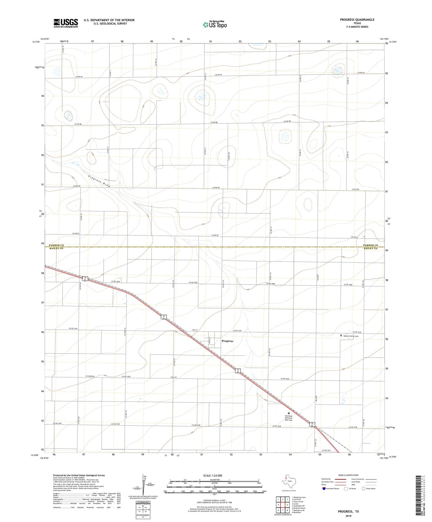 Progress Texas US Topo Map Image