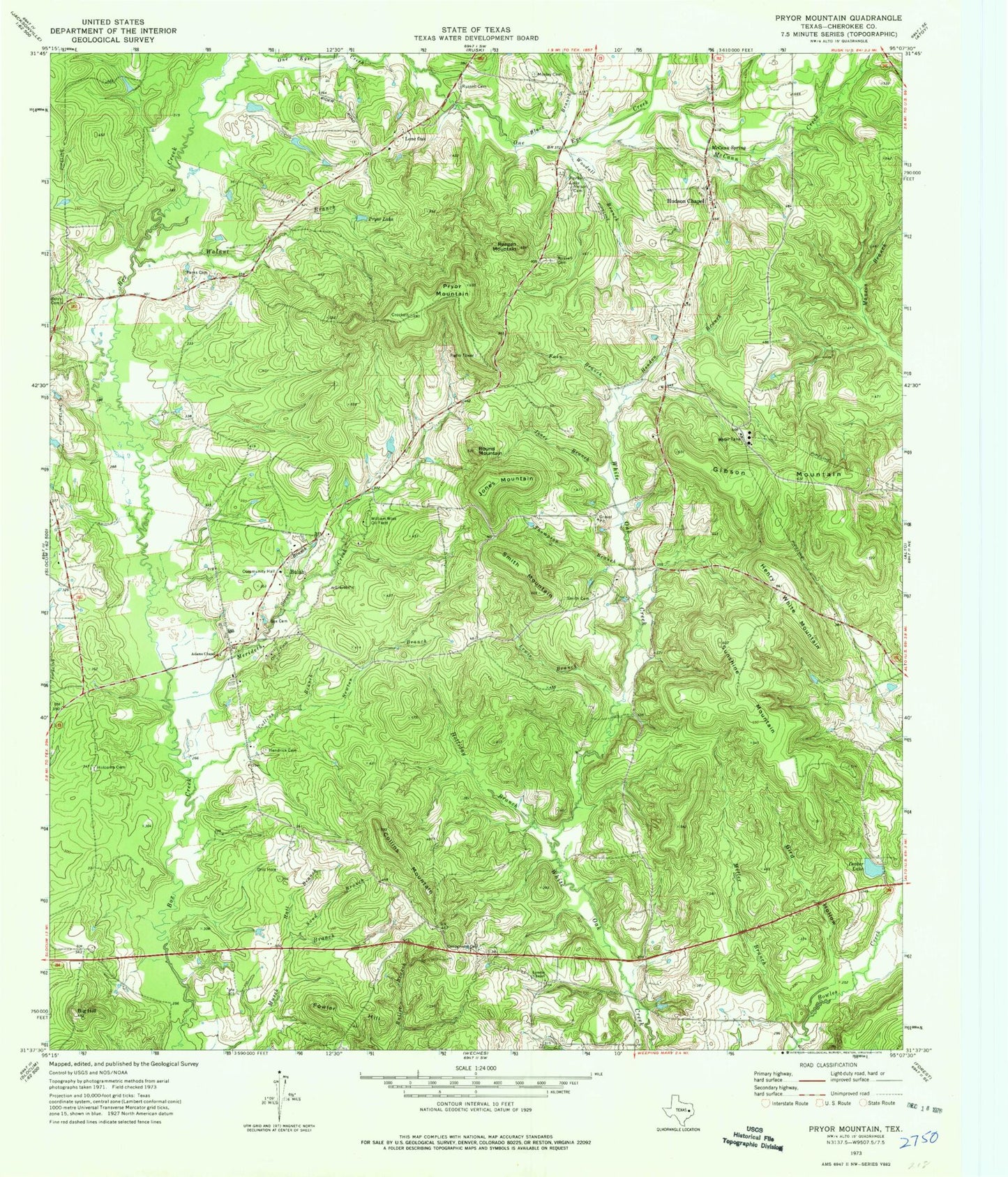 Classic USGS Pryor Mountain Texas 7.5'x7.5' Topo Map Image