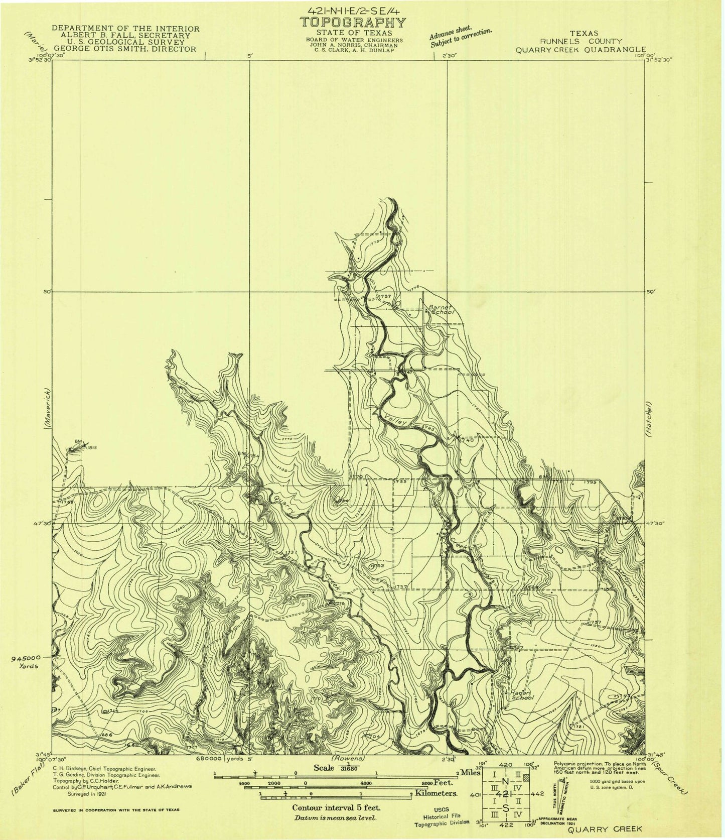 Classic USGS Herring Ranch Texas 7.5'x7.5' Topo Map Image