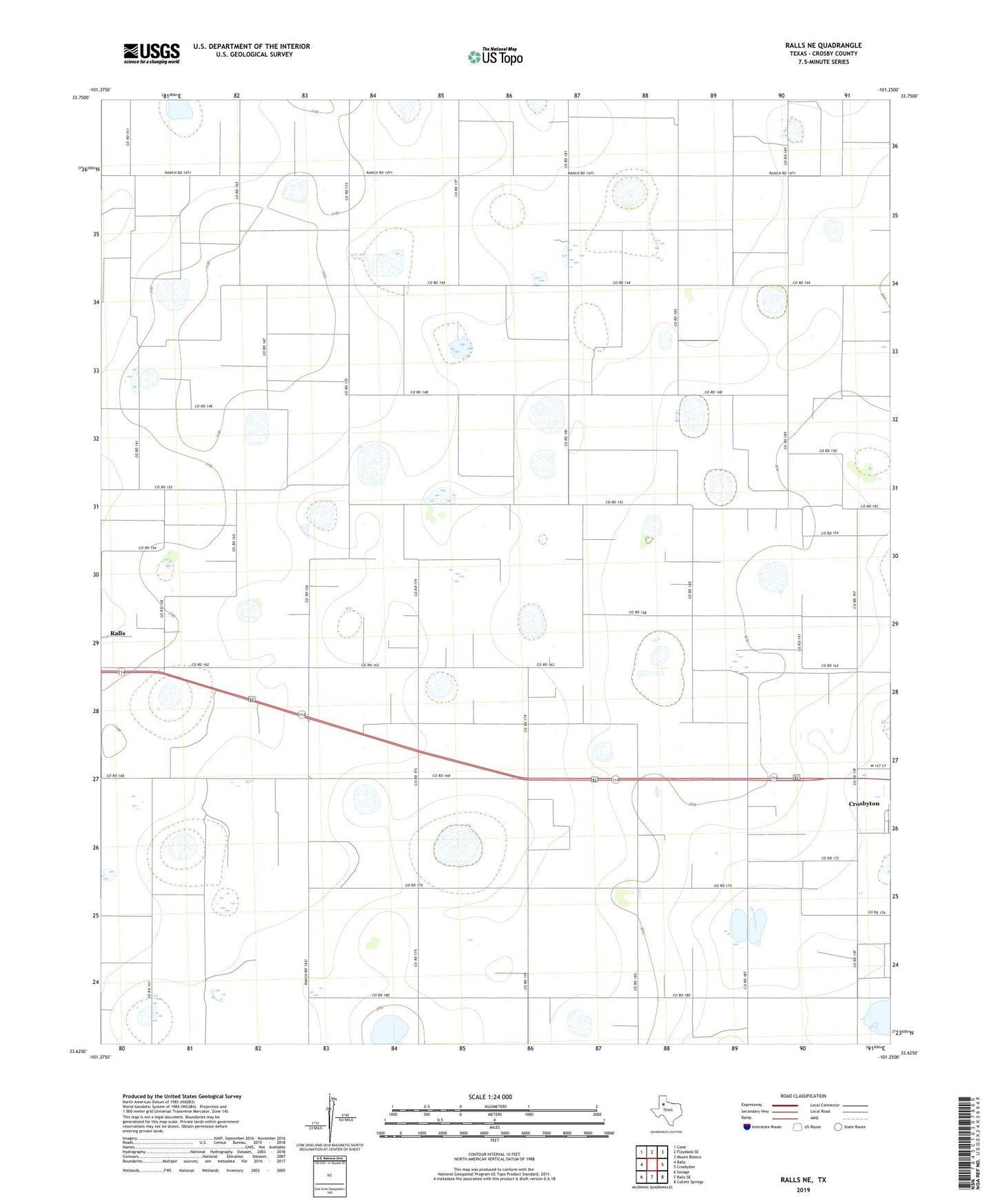 Ralls NE Texas US Topo Map Image