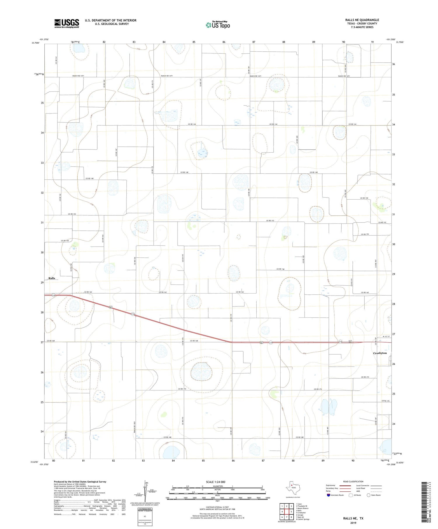 Ralls NE Texas US Topo Map Image