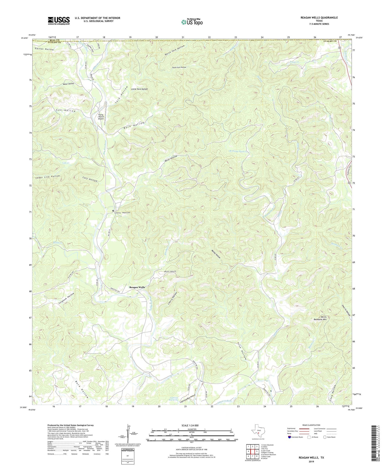 Reagan Wells Texas US Topo Map Image