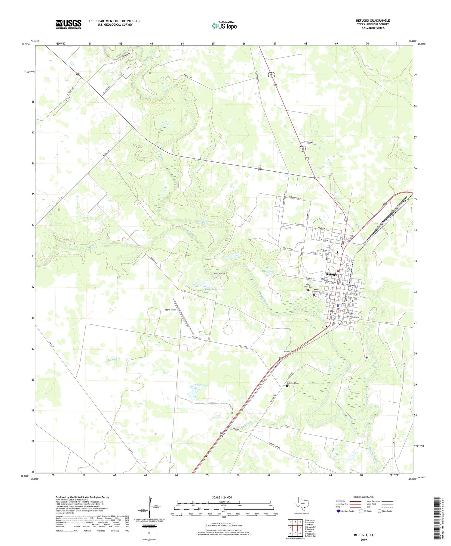 Refugio Texas US Topo Map Image