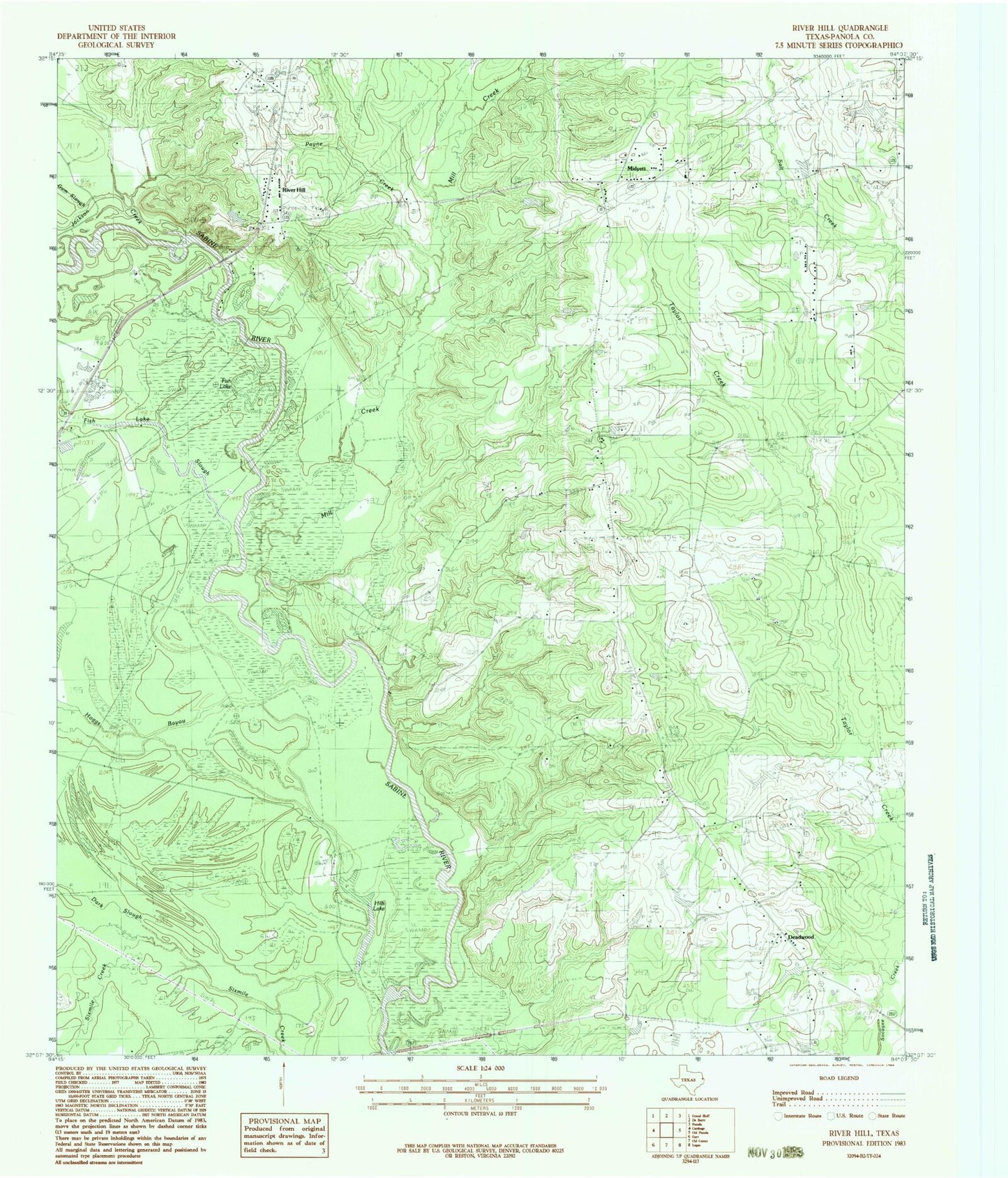 Classic USGS River Hill Texas 7.5'x7.5' Topo Map Image