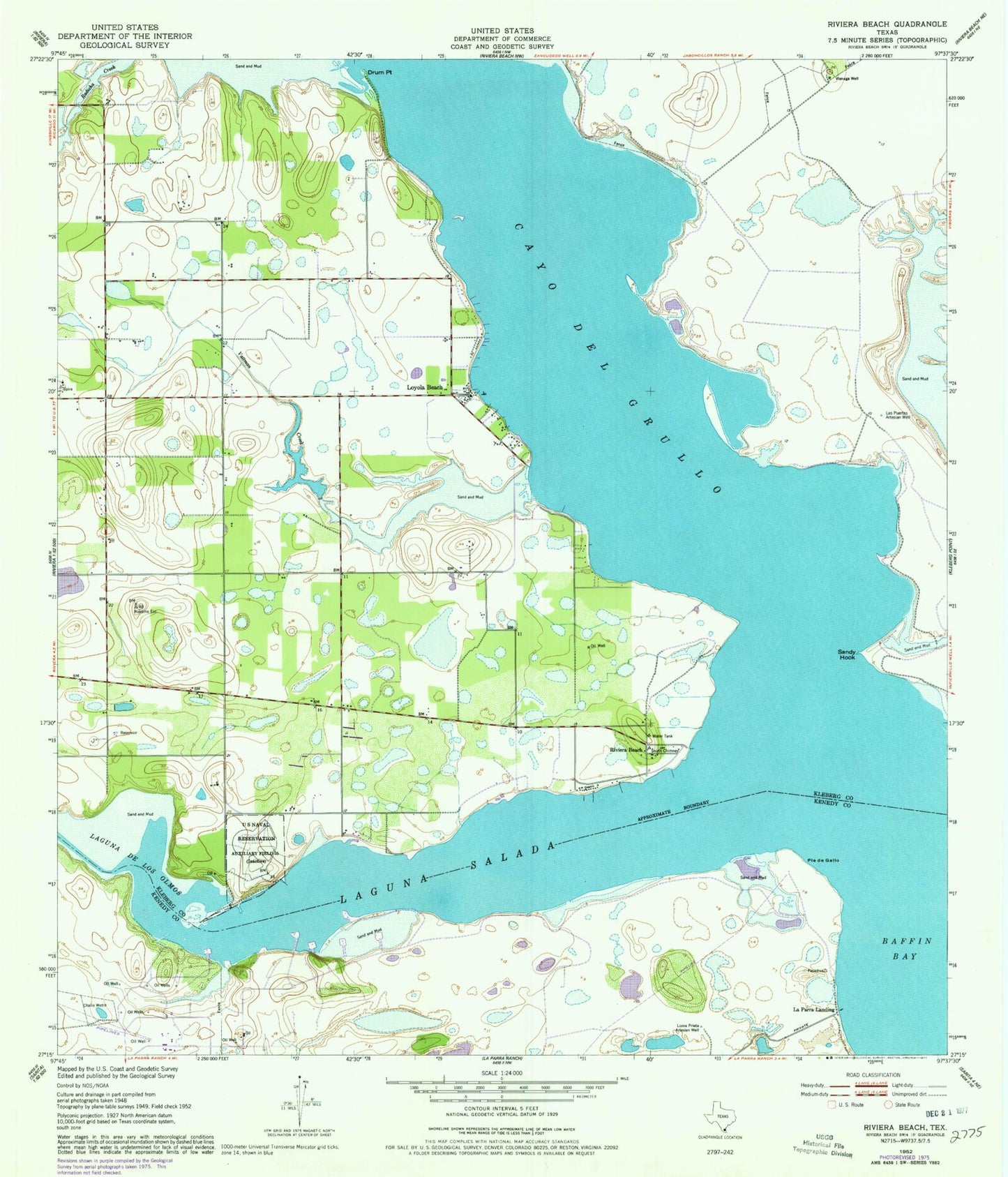 Classic USGS Riviera Beach Texas 7.5'x7.5' Topo Map Image