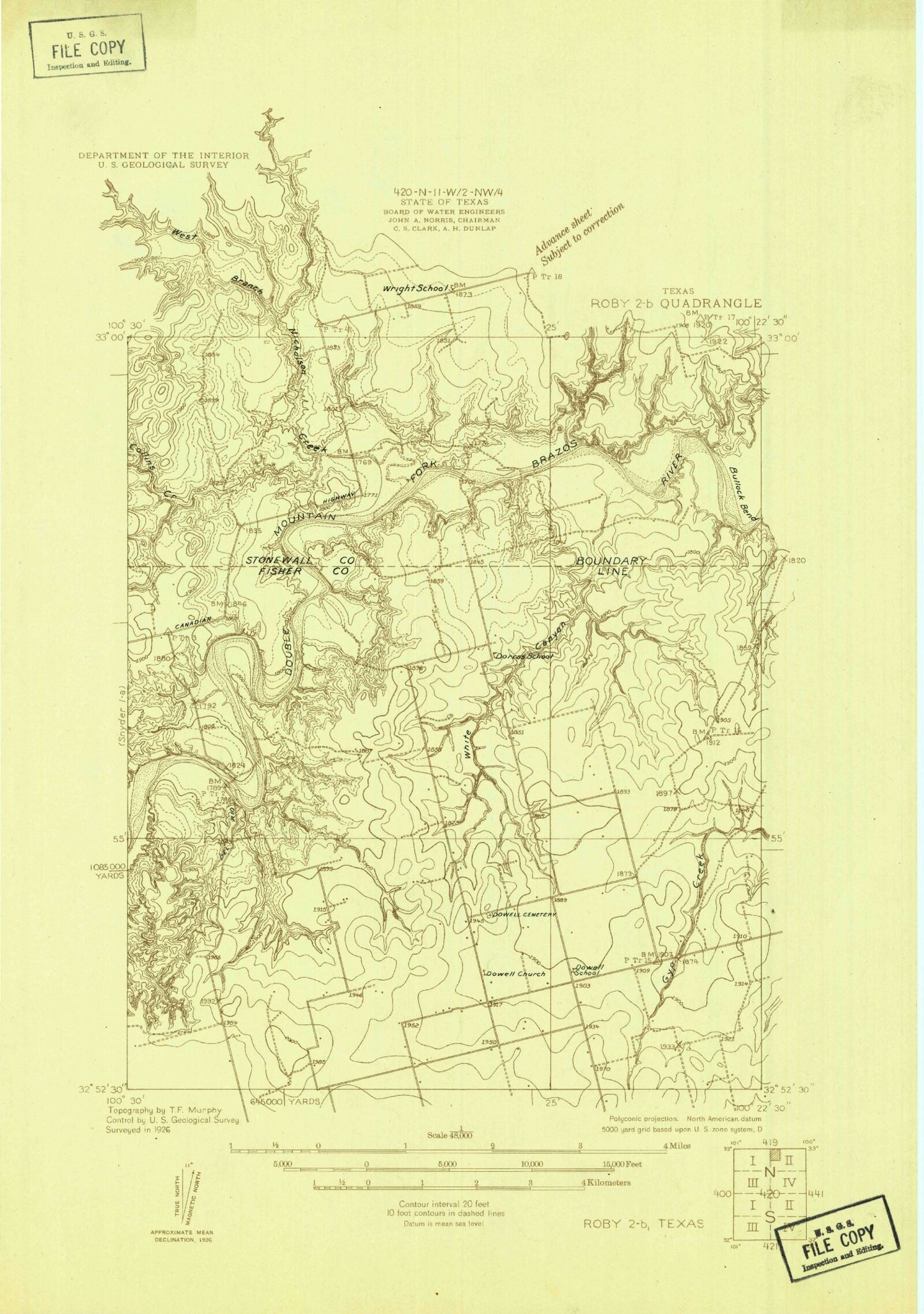 Classic USGS White Canyon Texas 7.5'x7.5' Topo Map Image