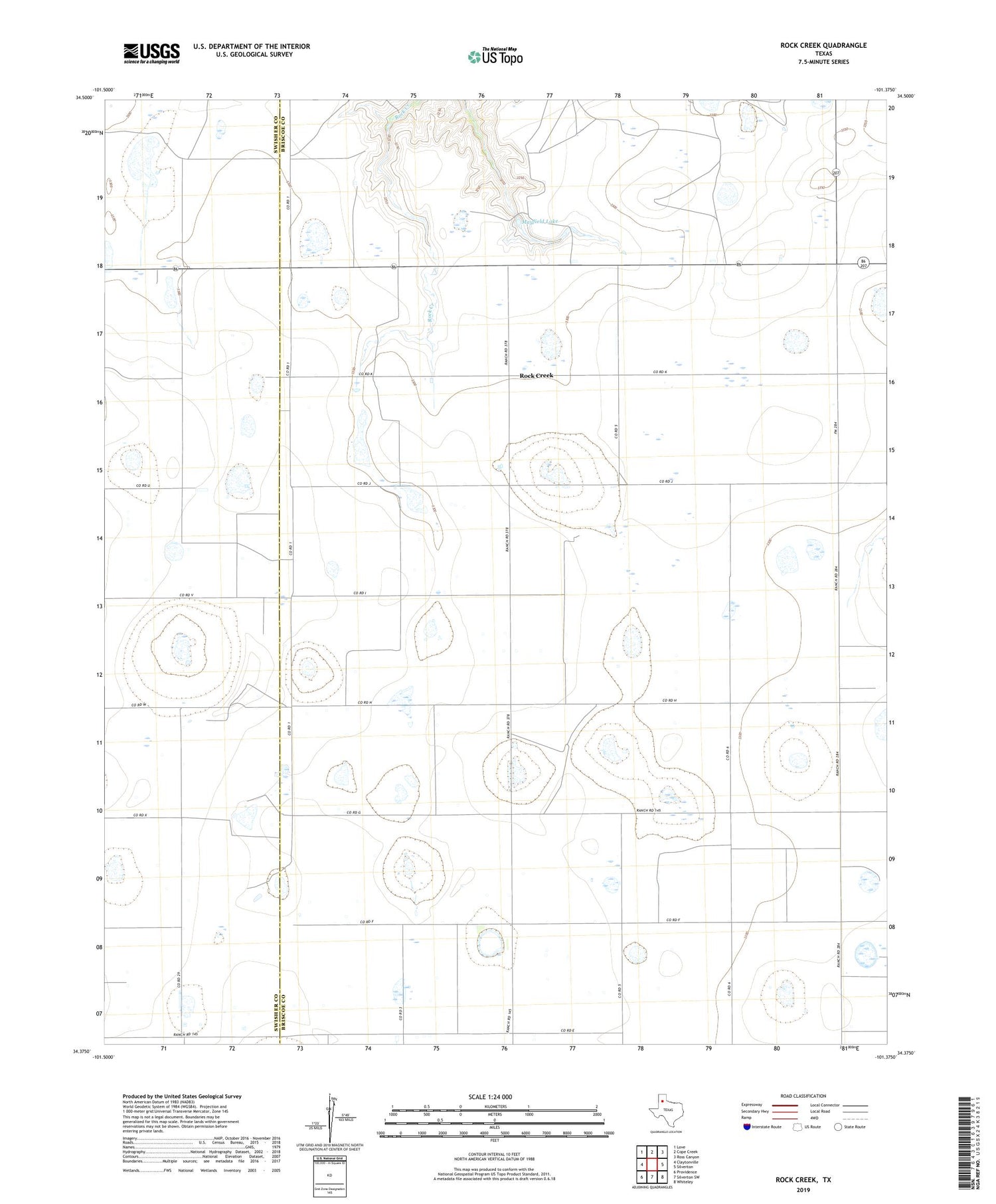 Rock Creek Texas US Topo Map Image