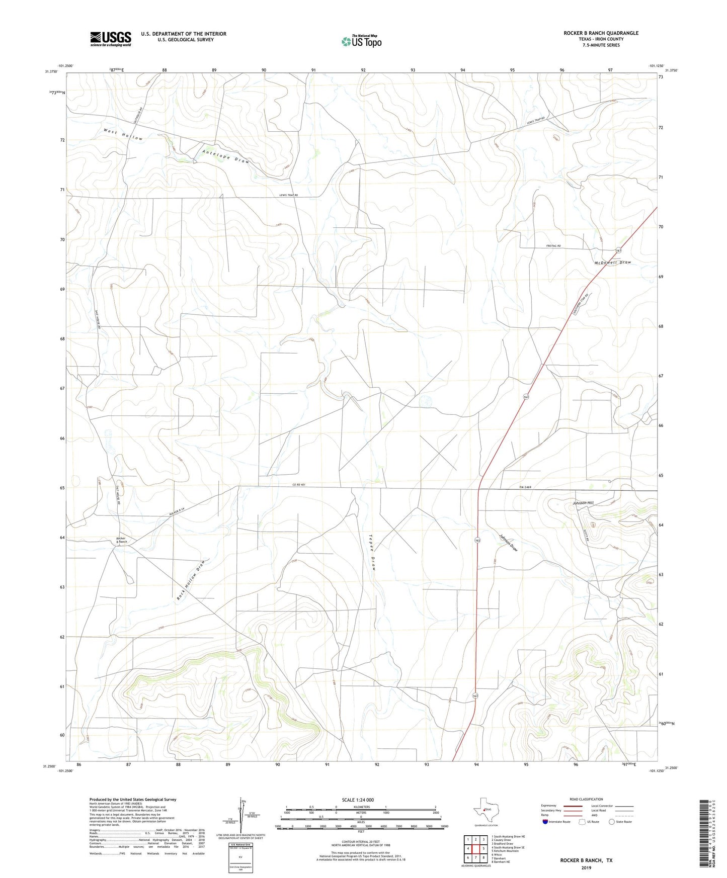Rocker B Ranch Texas US Topo Map Image